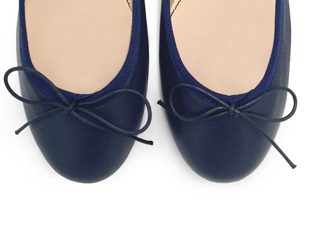 Navy blue leather ballet flats
