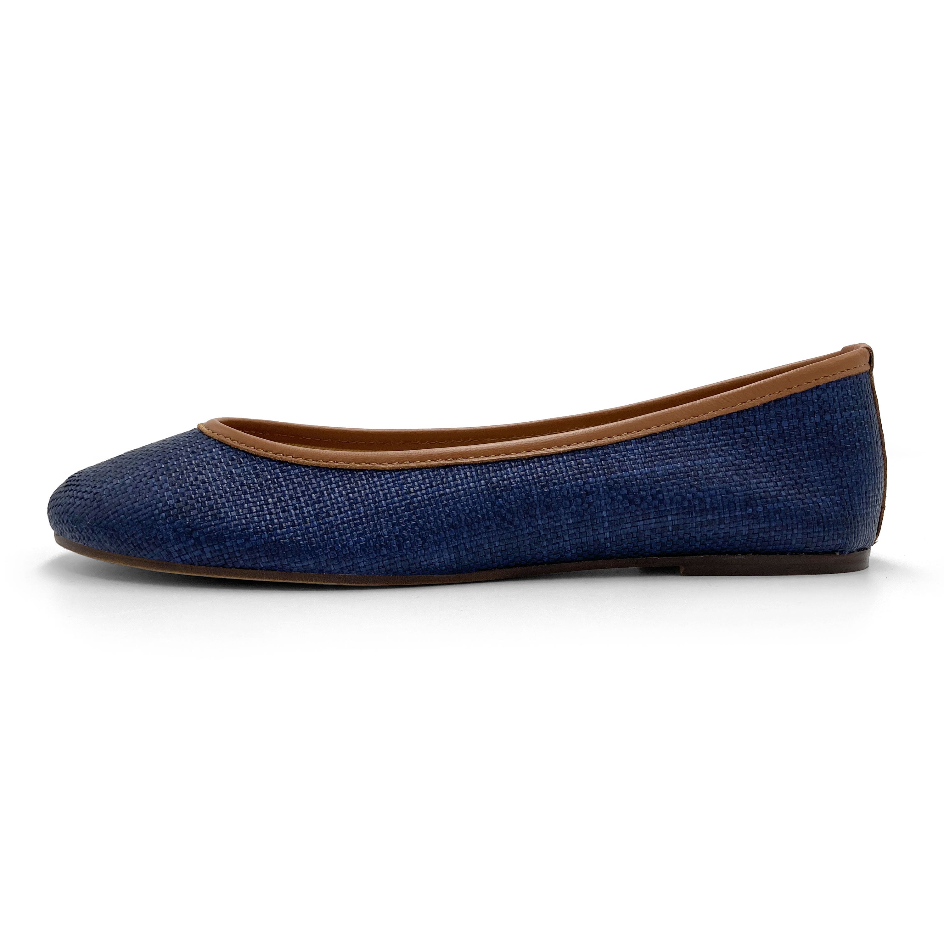 Sommer Ballerinas aus blauem Raffia