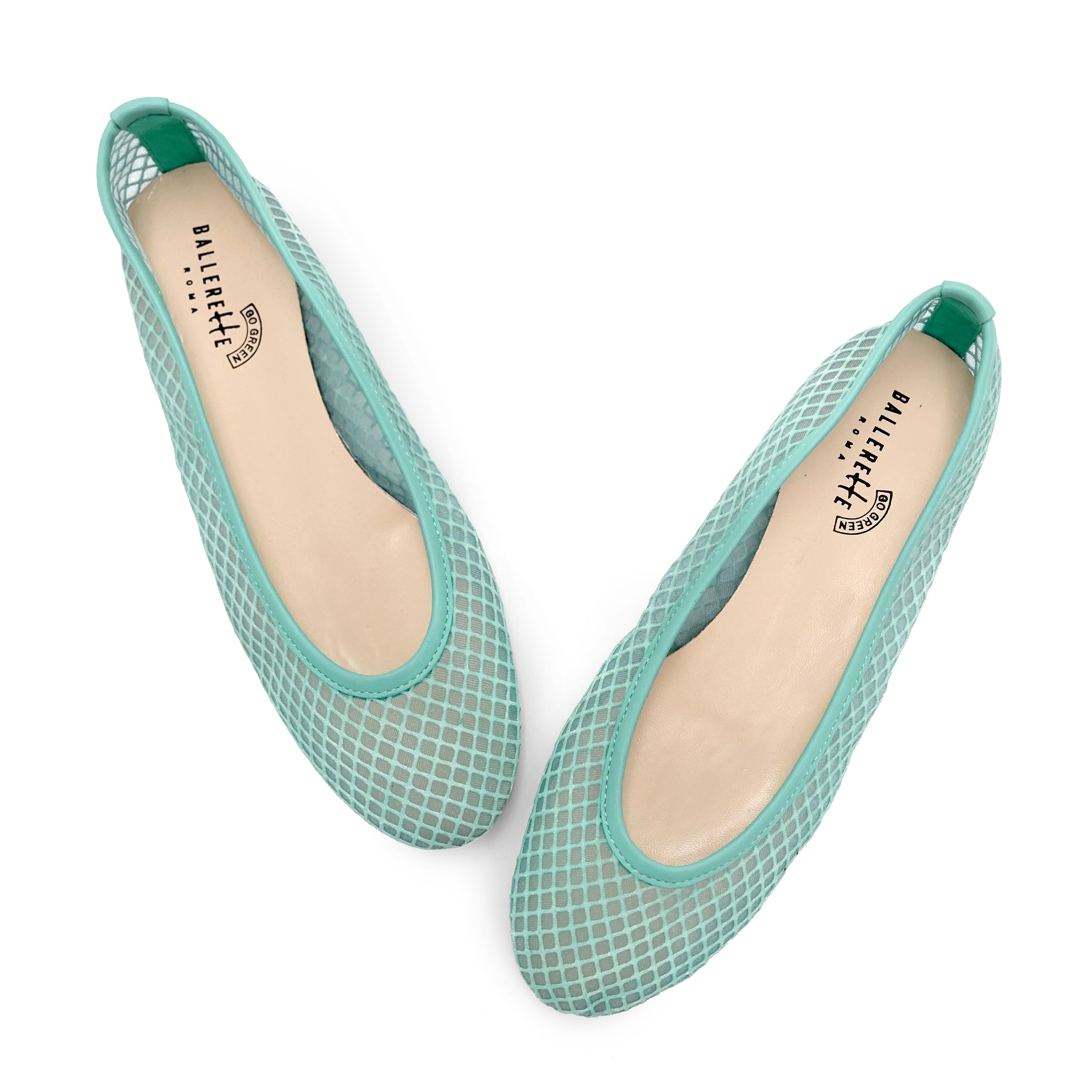 TT GO GREEN Collection - Ballerine trasparenti acqua in tessuto ECO mesh e rete