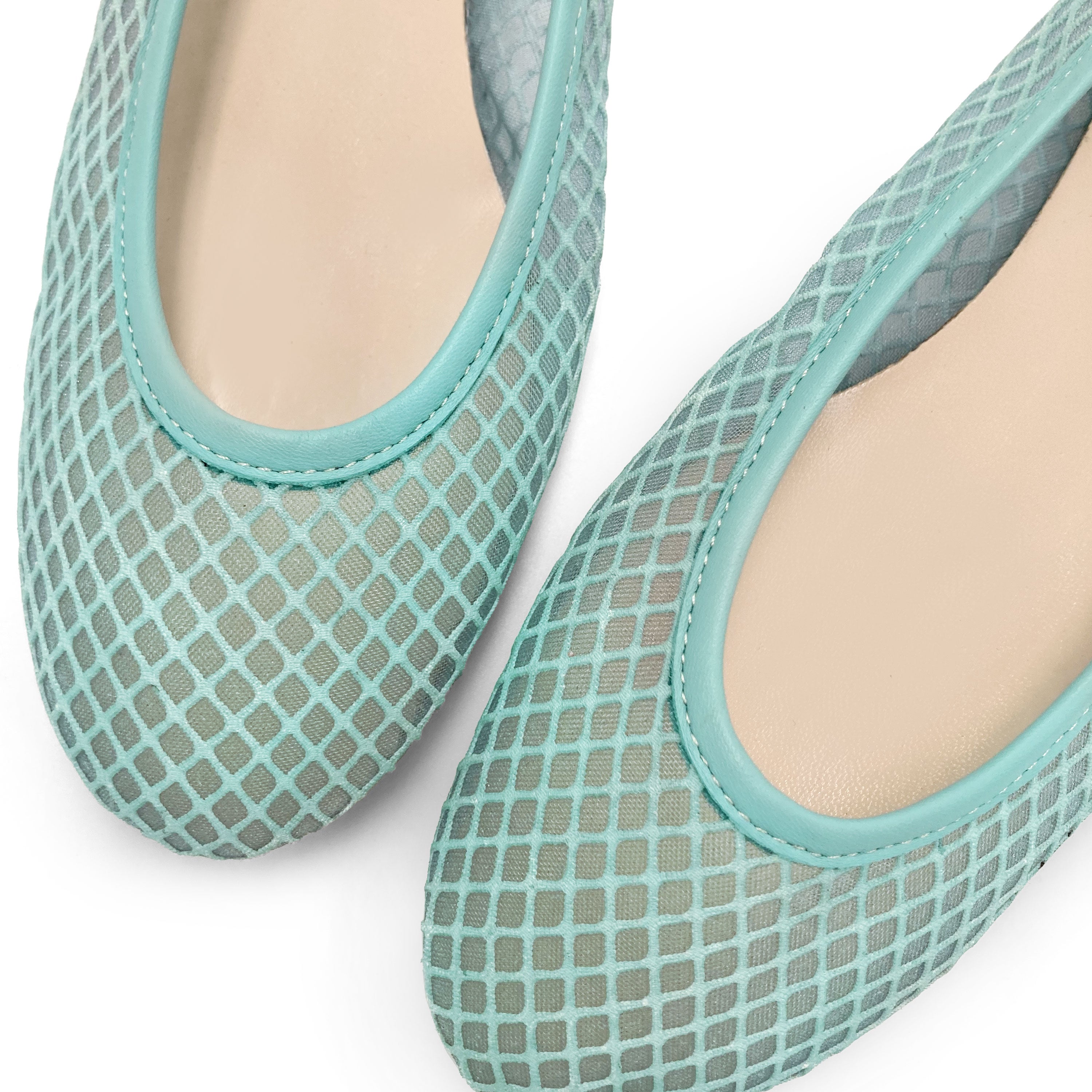 TT GO GREEN Collection - Ballerine trasparenti acqua in tessuto ECO mesh e rete