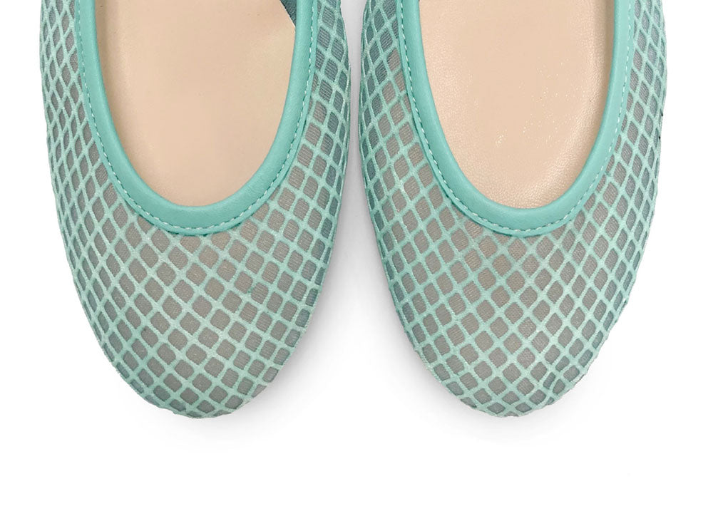 TT GO GREEN Collection - Ballerine trasparenti acqua in tessuto ECO mesh e rete