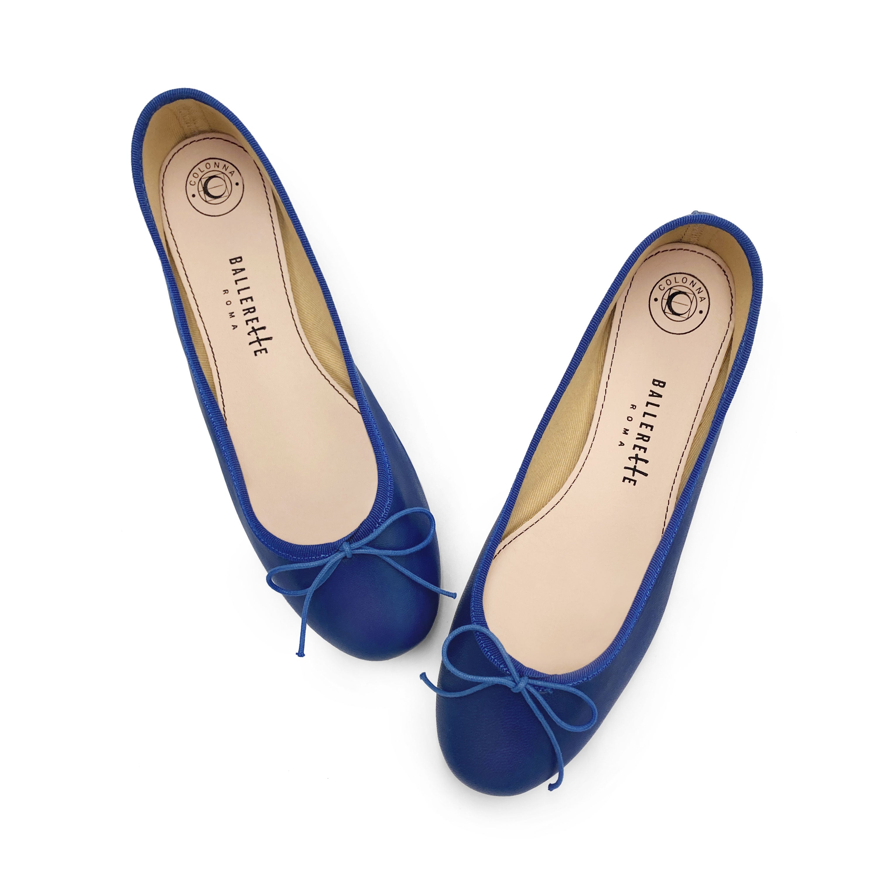 Kornblumenblaue Lederballerinas