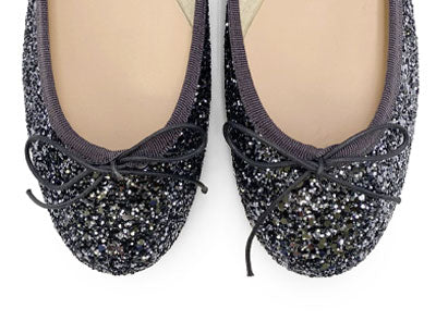 TT GO GREEN Collection - Ballerine glitterate ferro in tessuto ECO