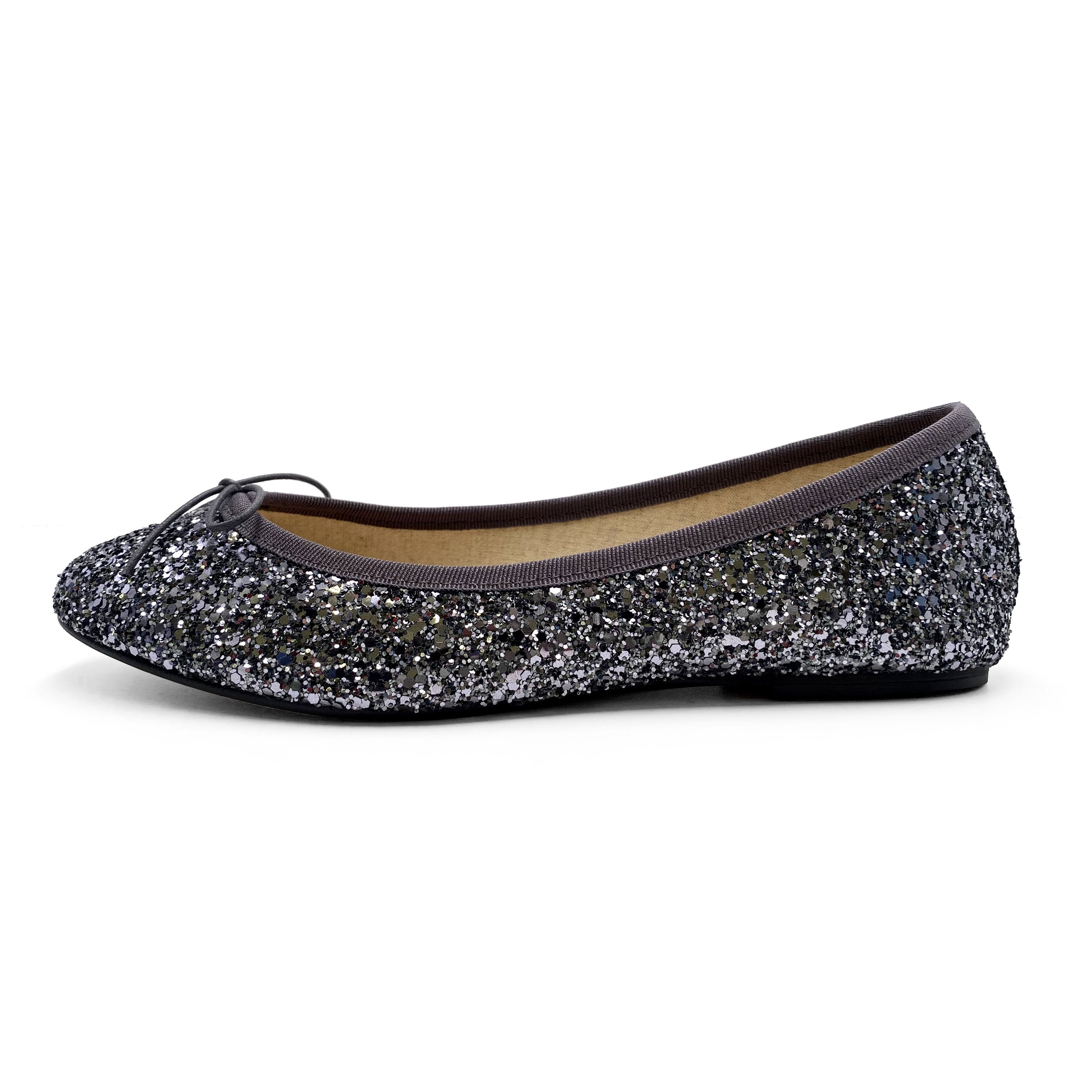 TT GO GREEN Collection - Ballerine glitterate ferro in tessuto ECO