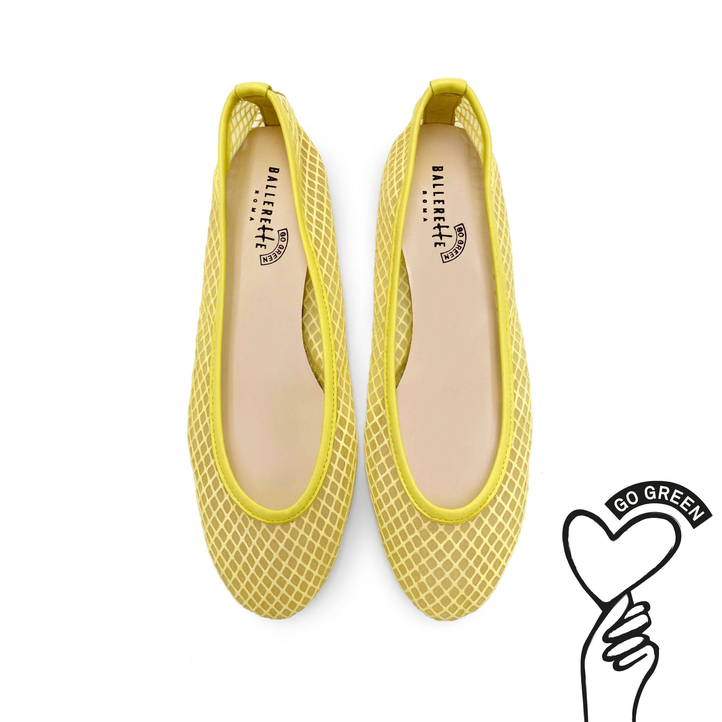 TT GO GREEN Collection - Ballerine trasparenti gialle in tessuto ECO mesh e rete