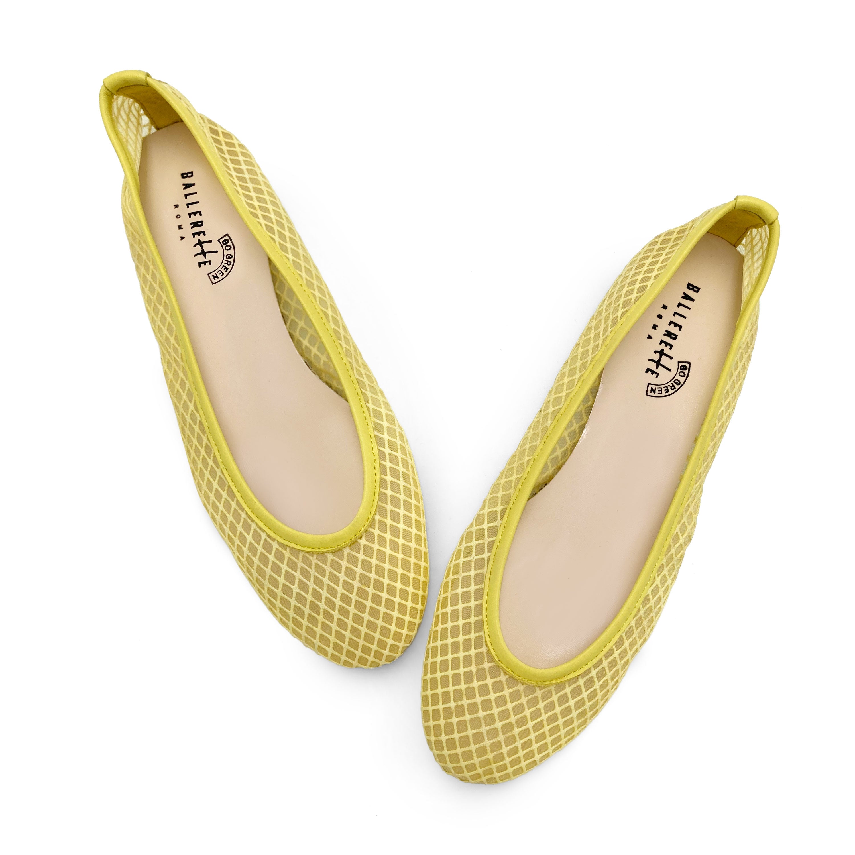 TT GO GREEN Collection - Ballerine trasparenti gialle in tessuto ECO mesh e rete
