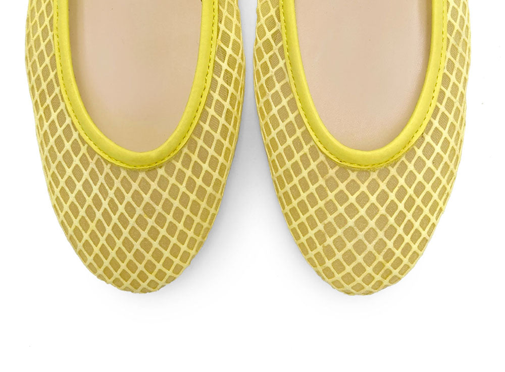 TT GO GREEN Collection - Ballerine trasparenti gialle in tessuto ECO mesh e rete
