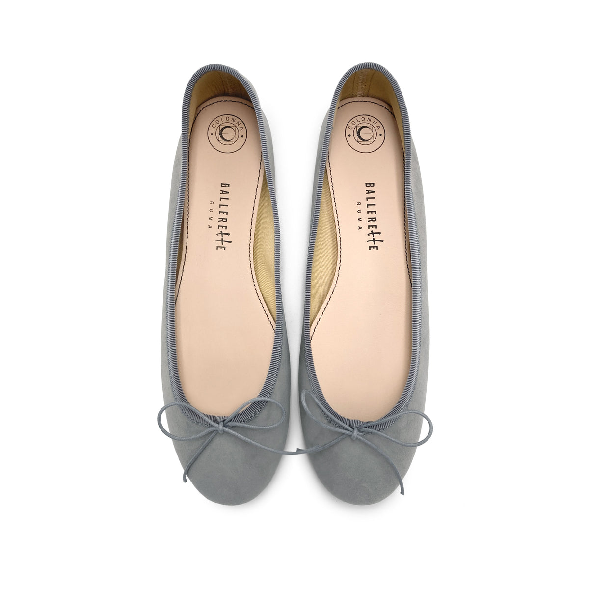 Grey Suede Round Toe Ballet Flats