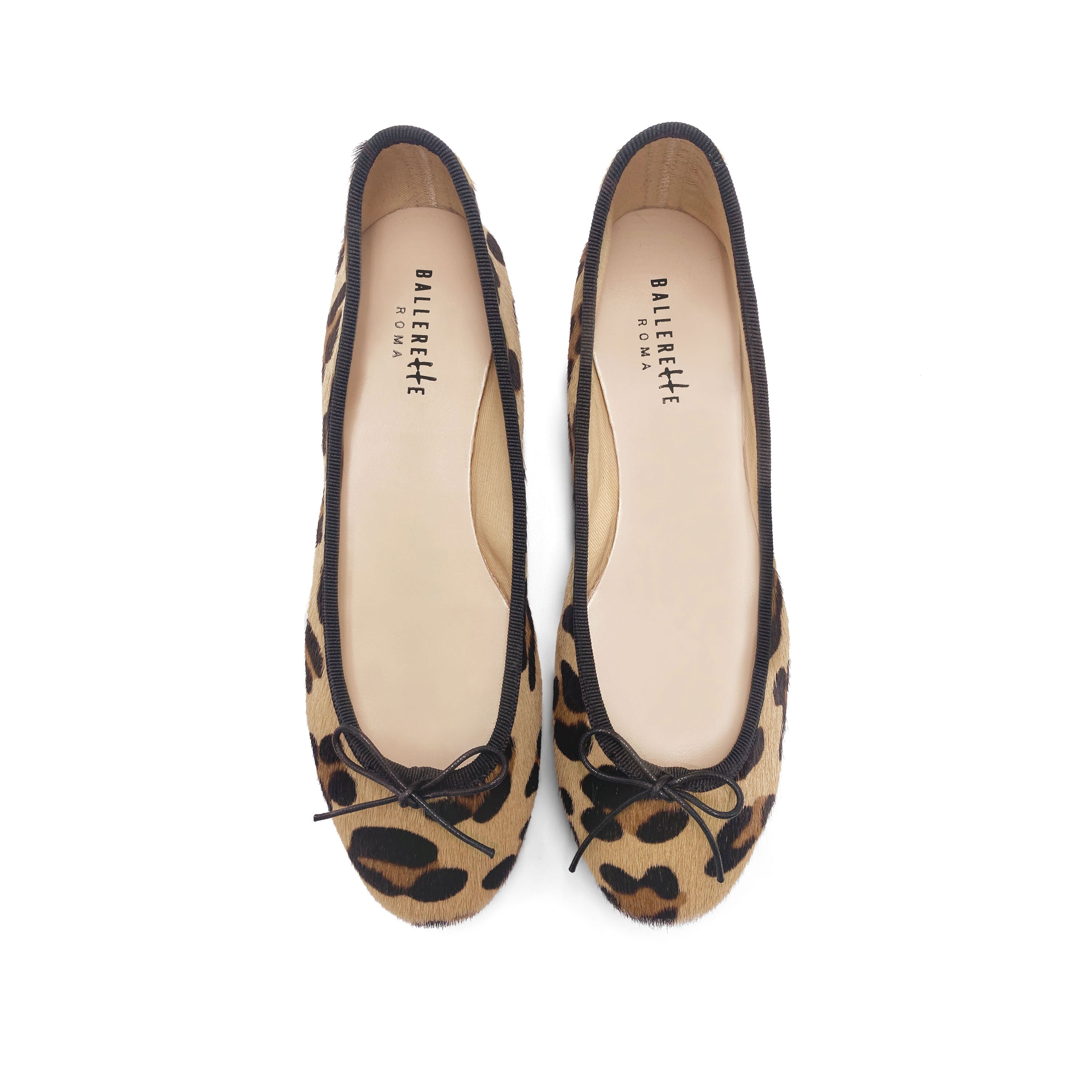 Leopard spotted calf hair round toe ballet flats