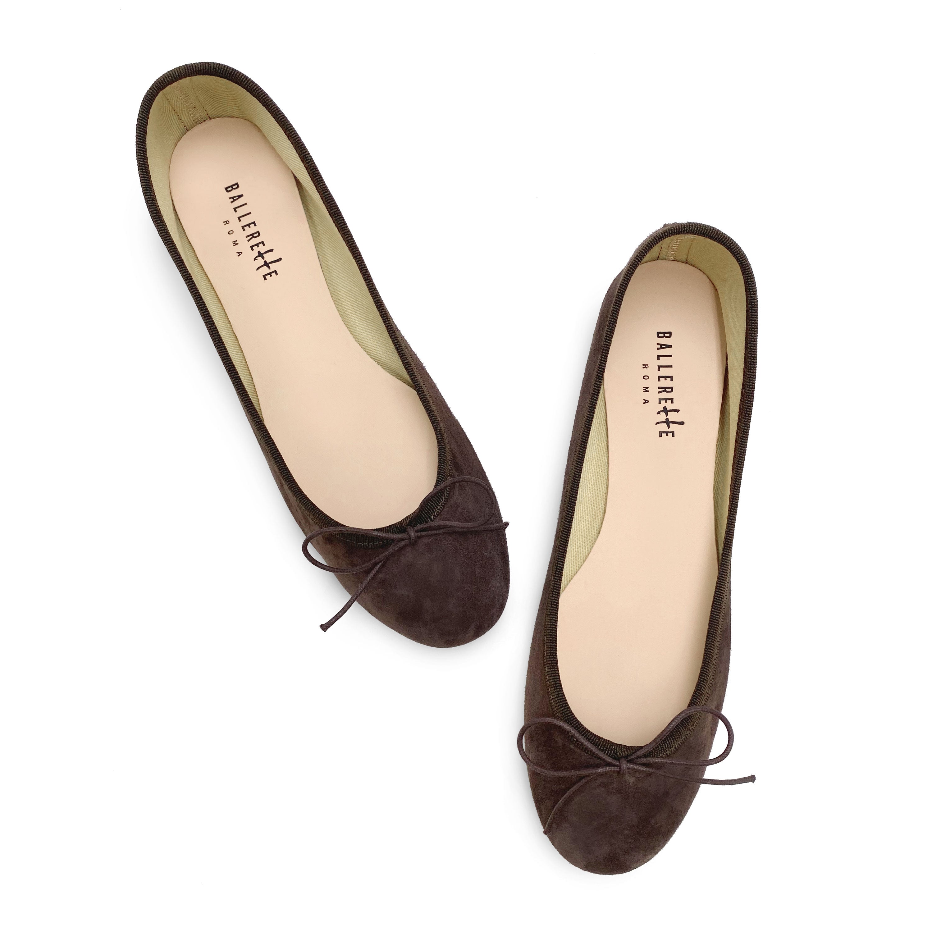 Dark Brown Suede Ballet Flats