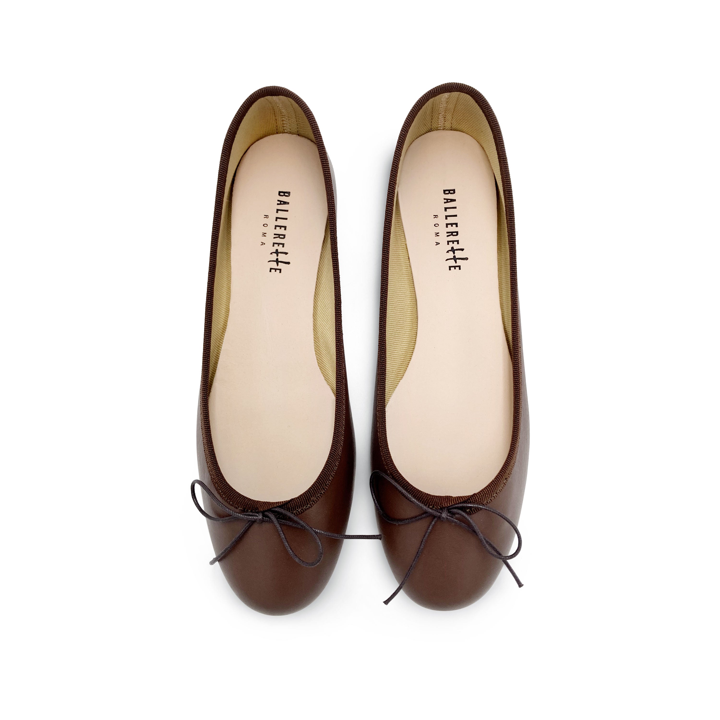 Dark-brown leather ballet flats