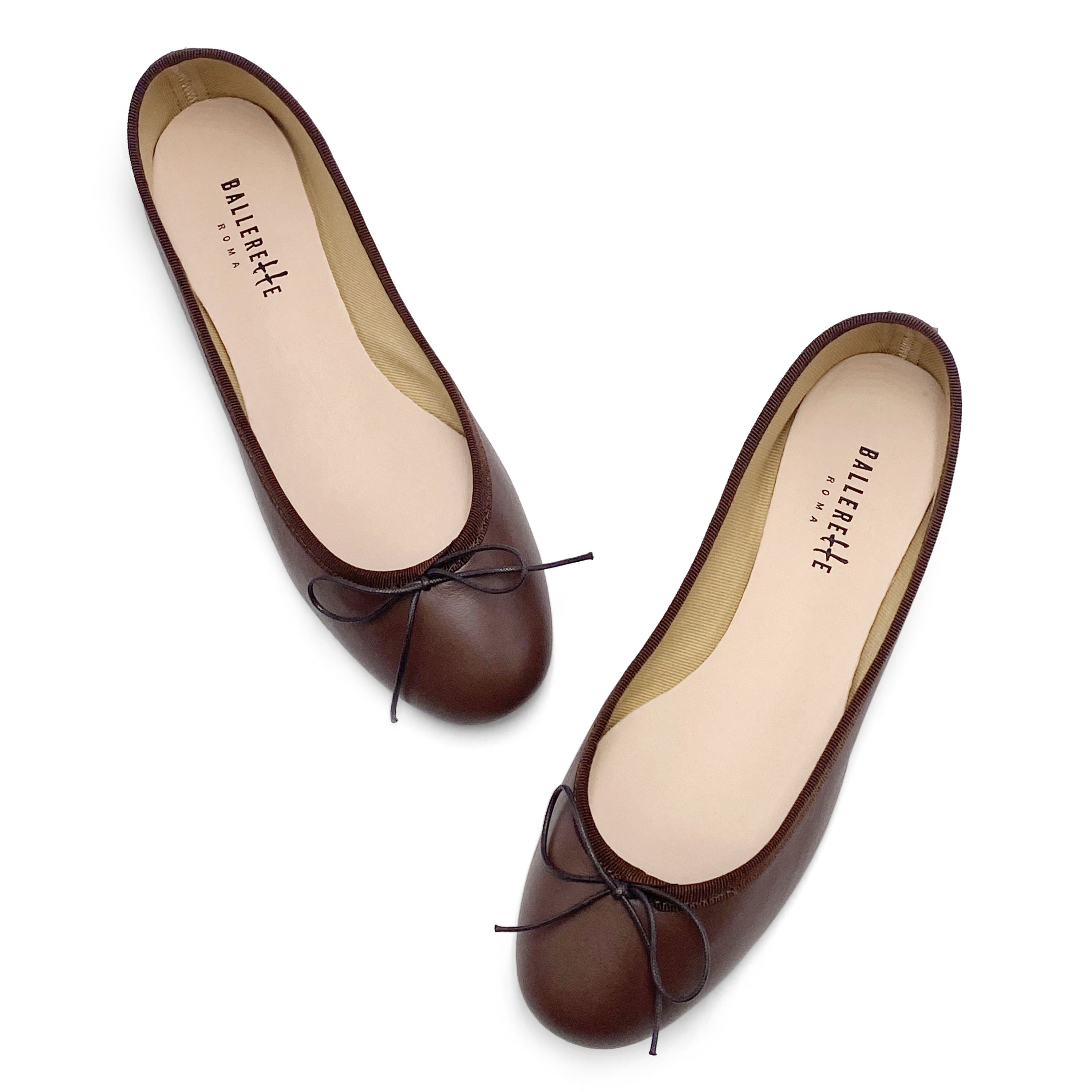 Dark-brown leather ballet flats
