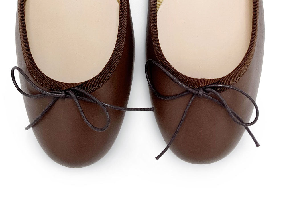 Dark-brown leather ballet flats