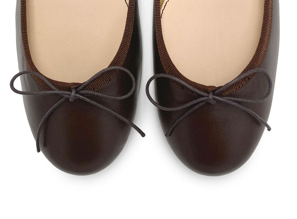 Dark-brown leather ballet flats