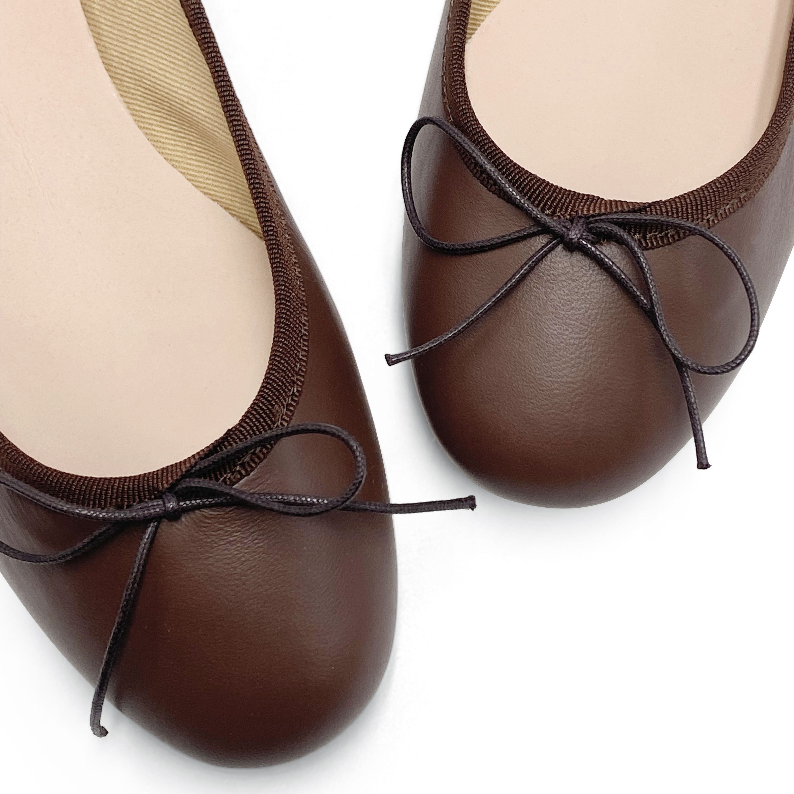 Dark-brown leather ballet flats