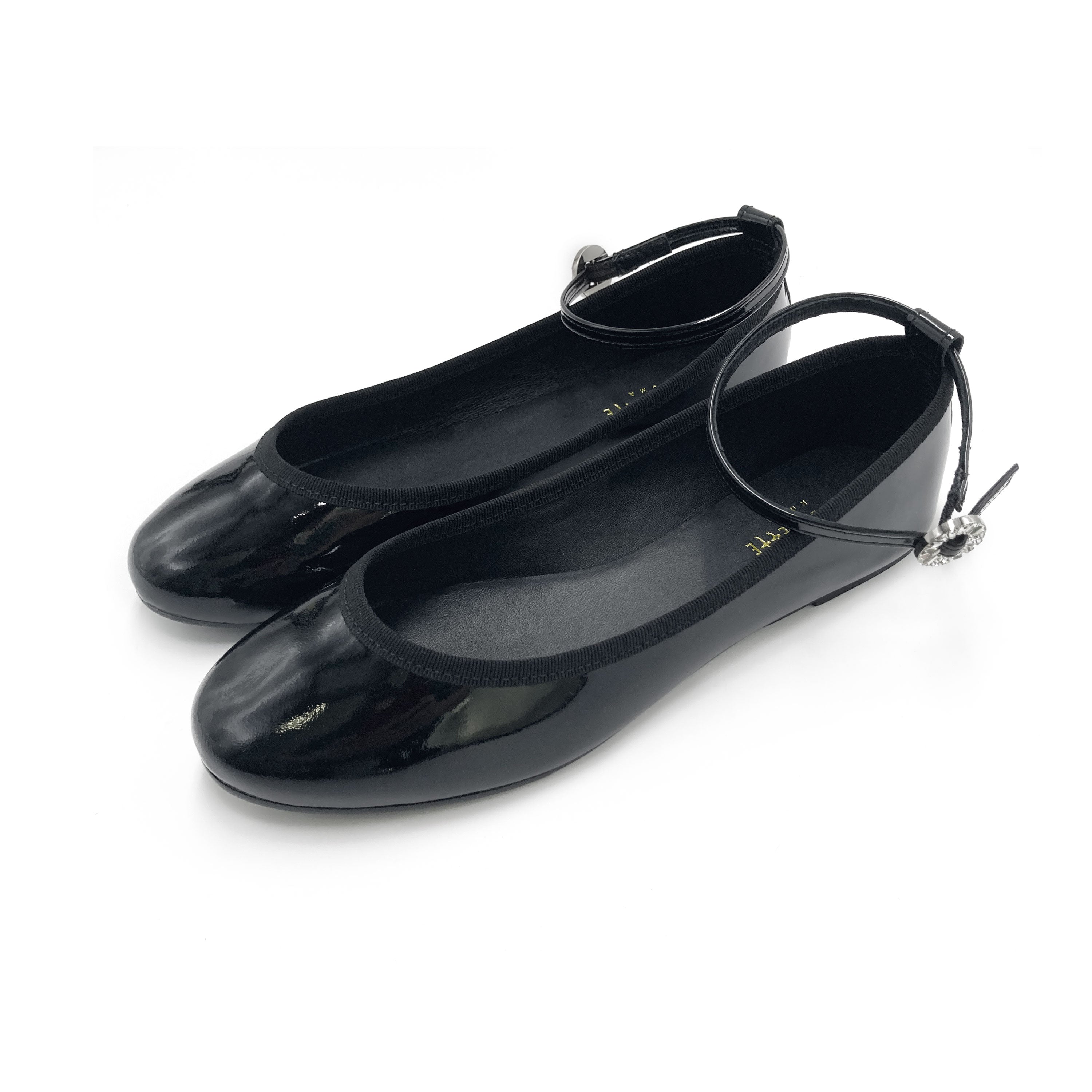 Ballerines vernies noires à bride bijou