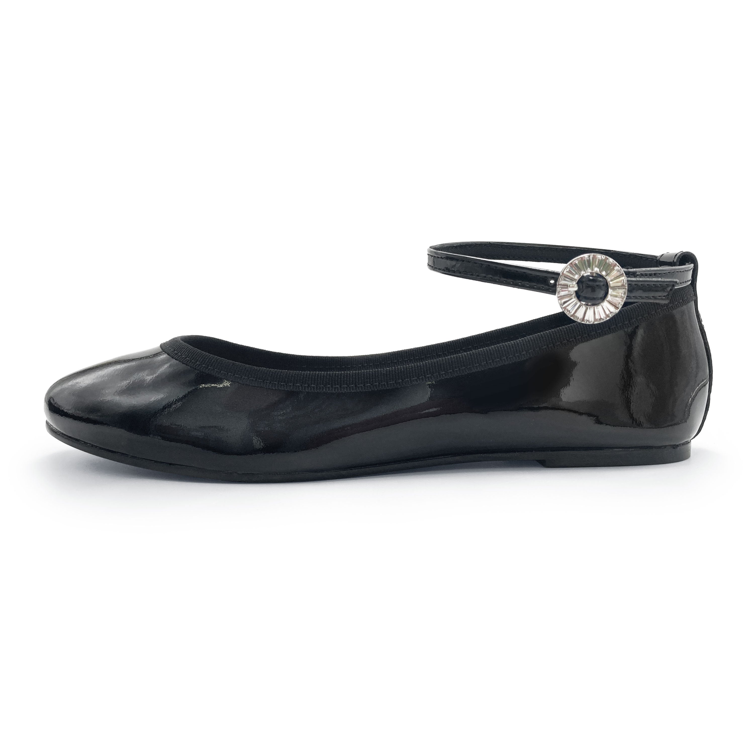 Ballerines vernies noires à bride bijou
