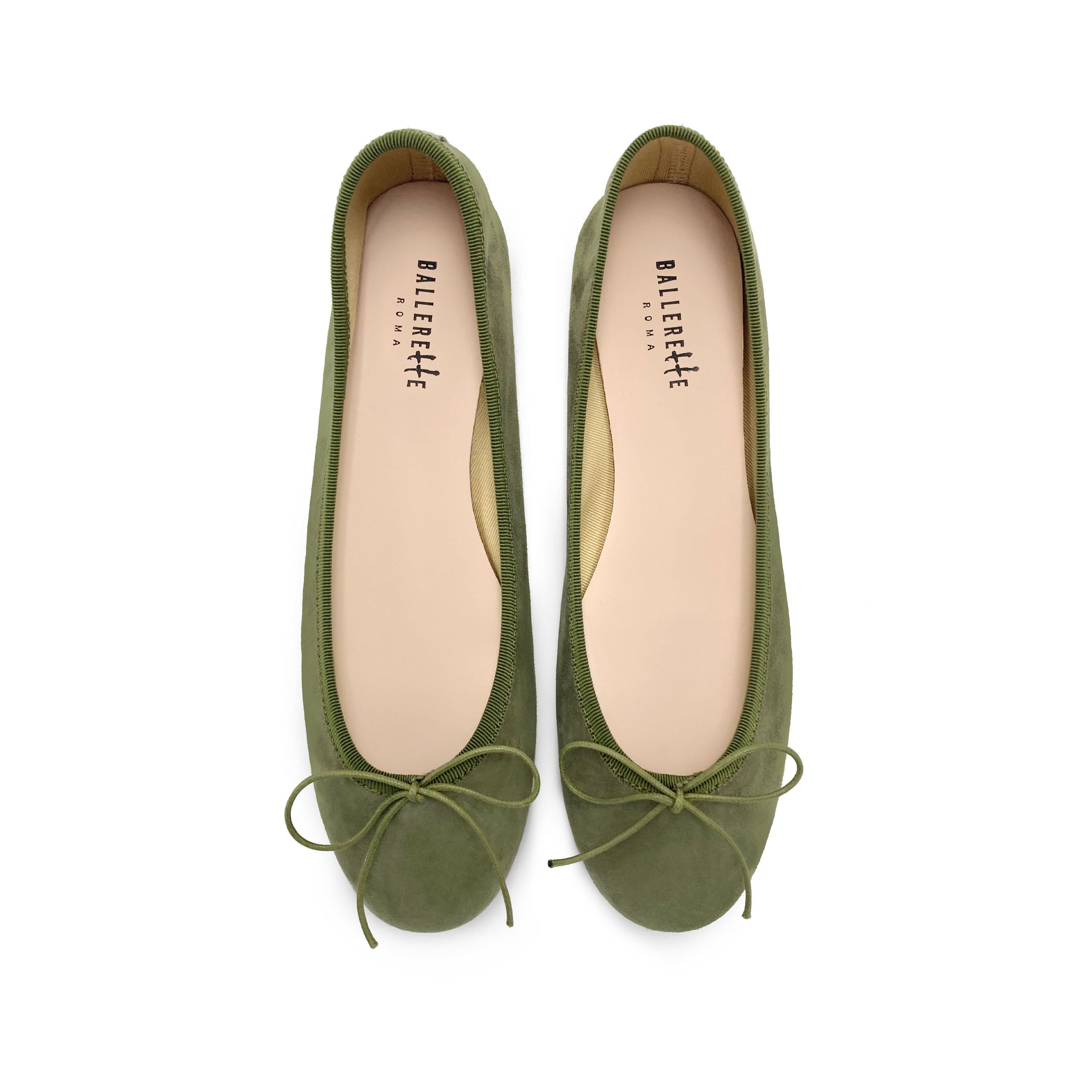 Grüne Wildlederballerinas