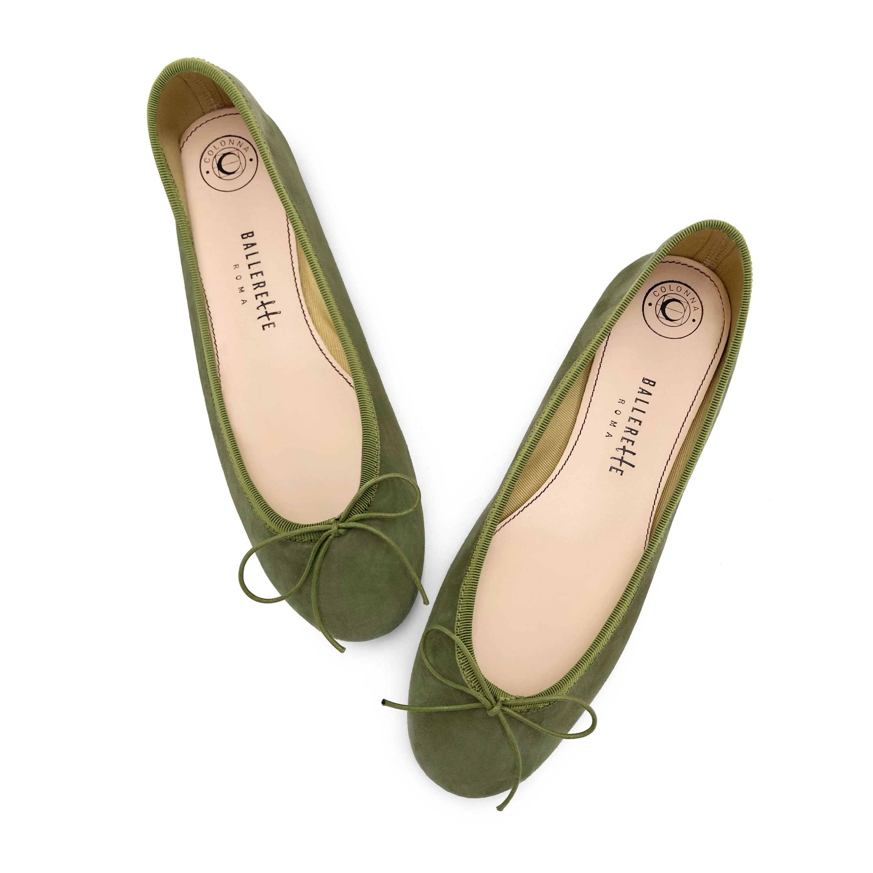 Ballerine verdi in camoscio