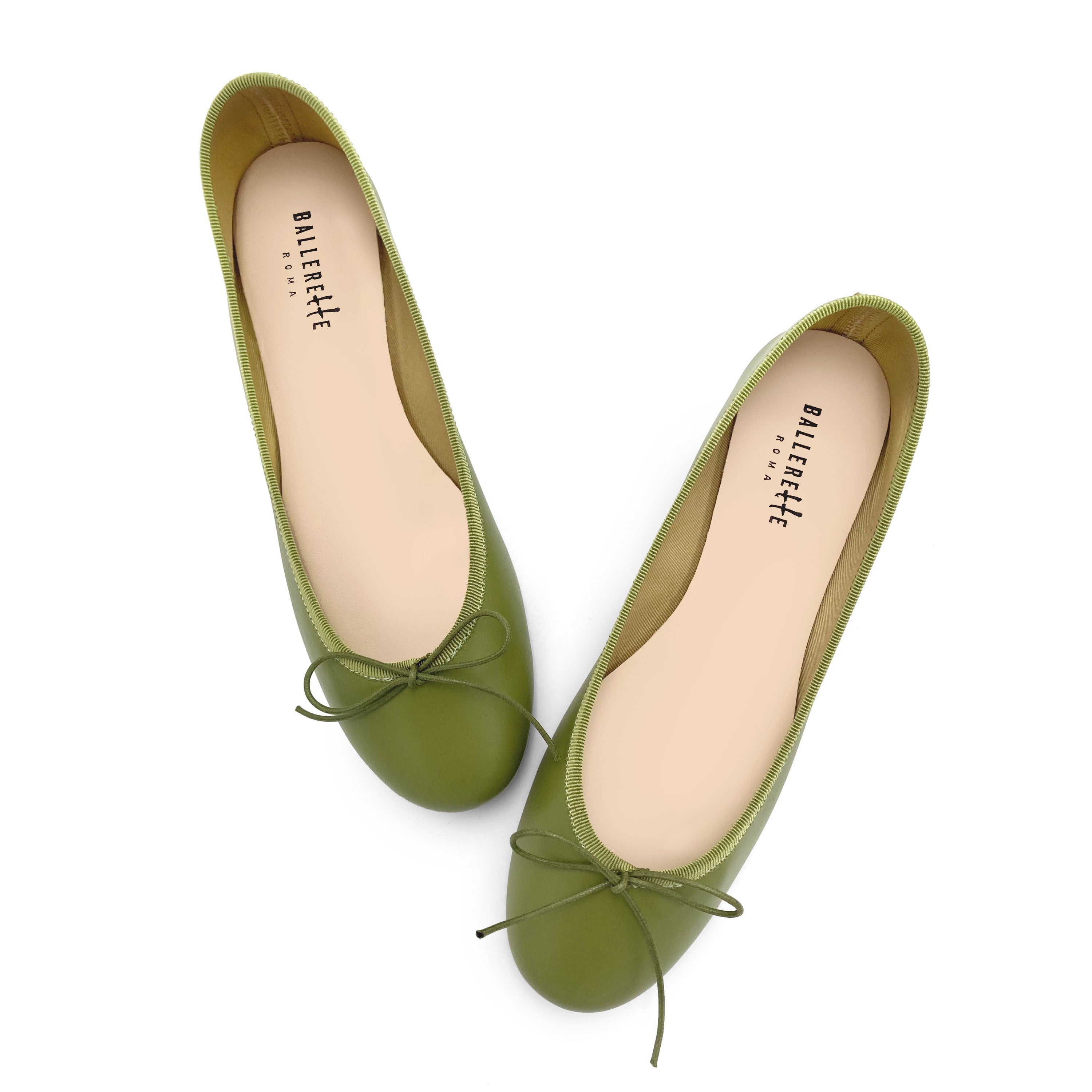 Ballerine verdi oliva in pelle