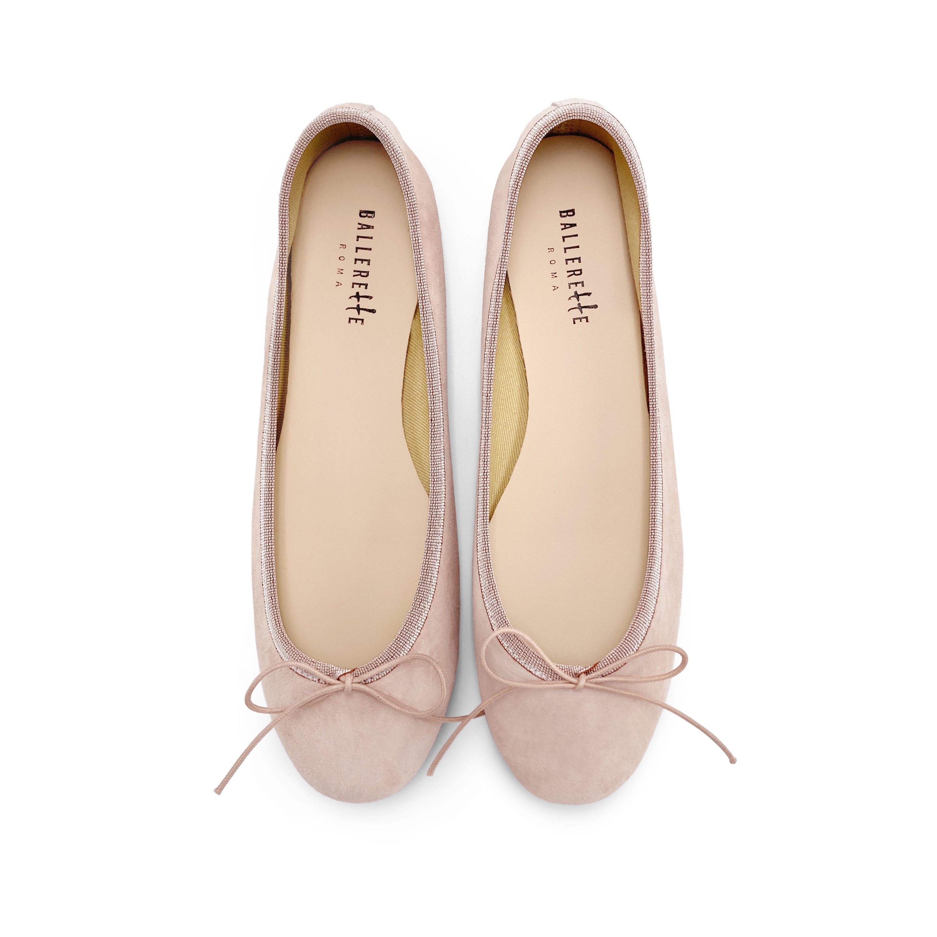 Pink suede ballet flats