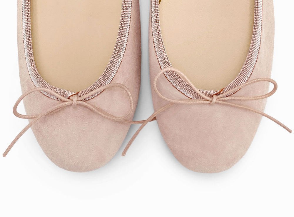 Pink suede ballet flats