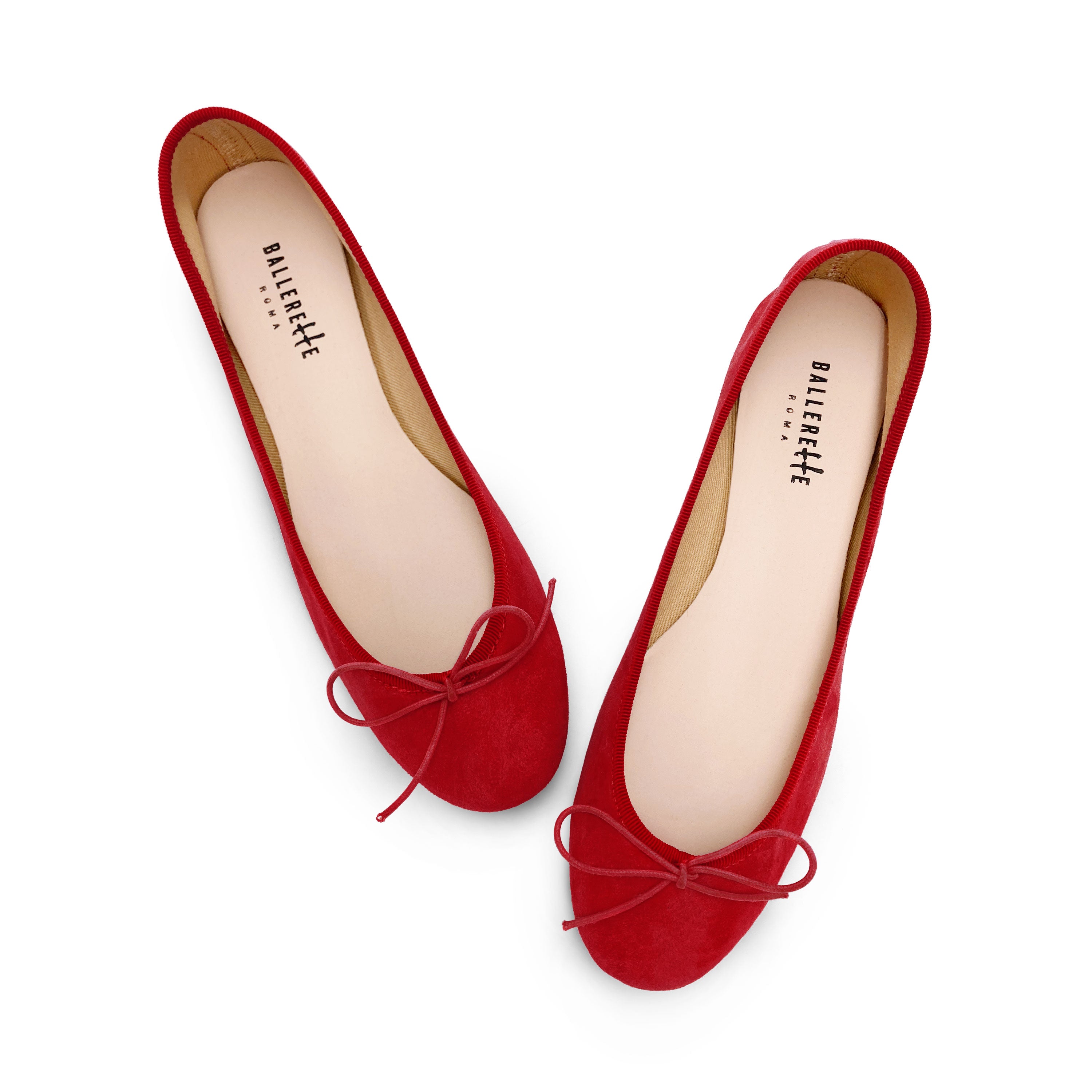 Red suede ballet flats