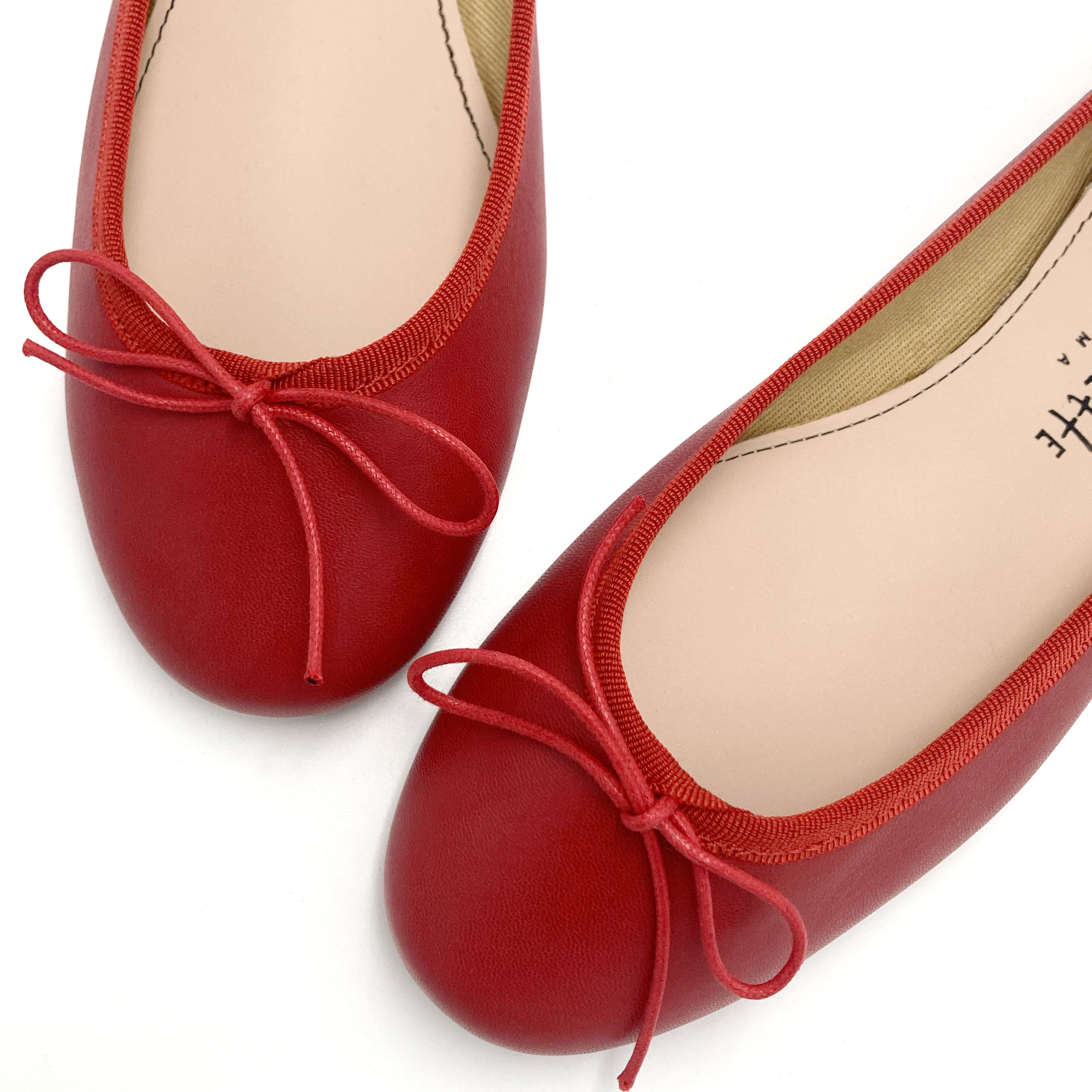 Red leather ballet flats