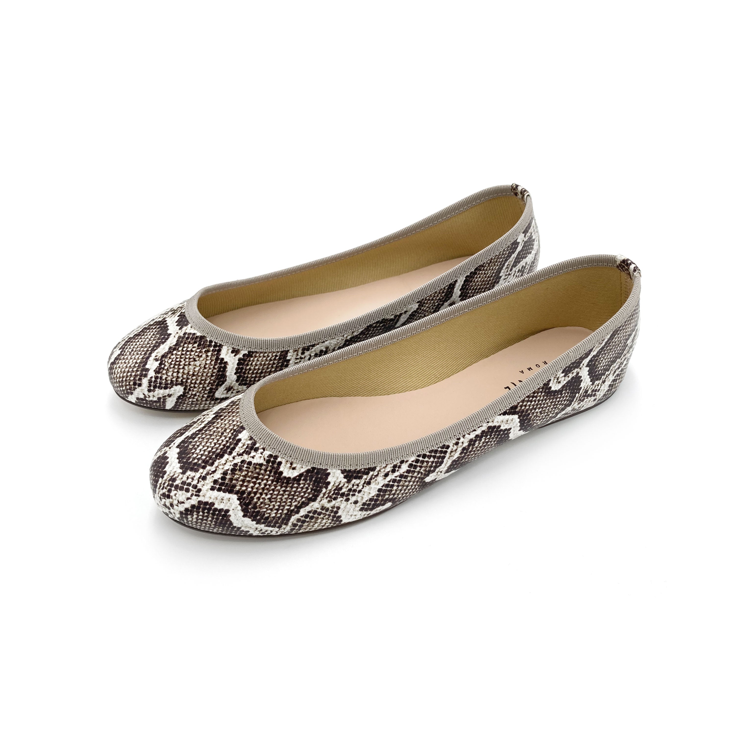 Ballerinas in Animal-Print-Python-Optik aus Leder