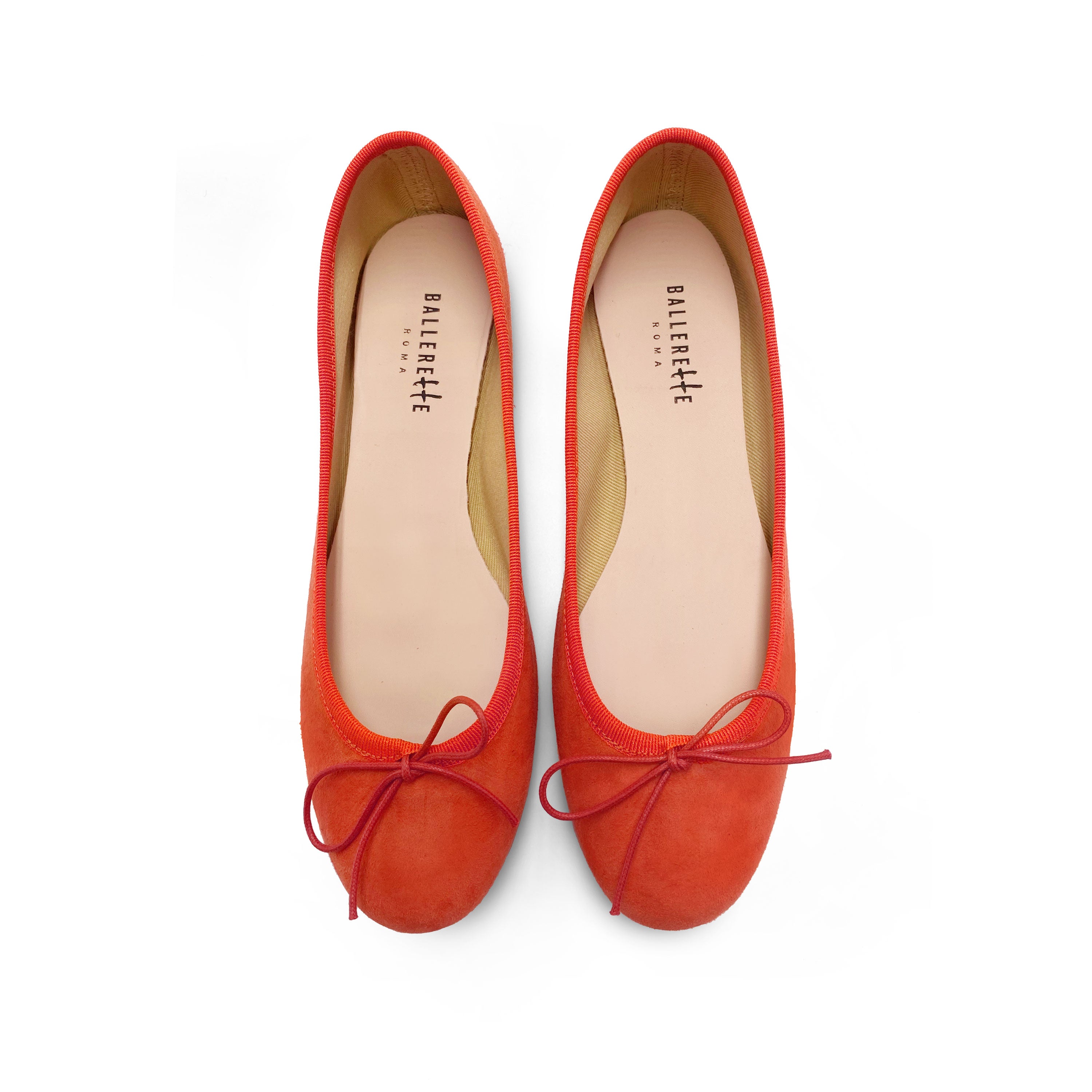 Pumpkin orange suede ballet flats