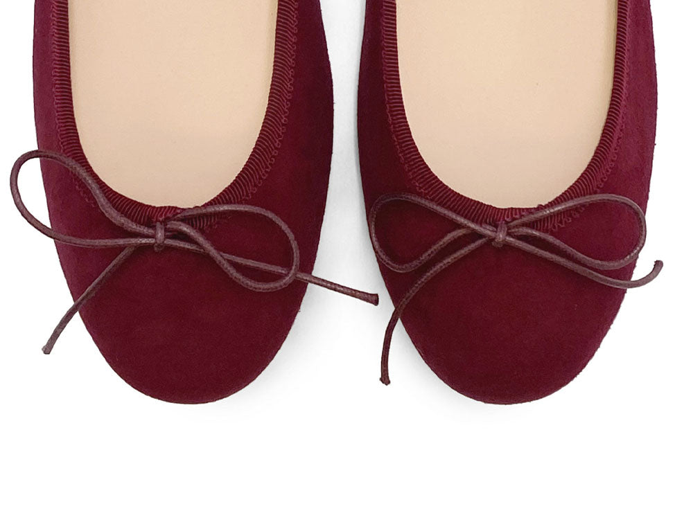 Burgundy suede ballet flats