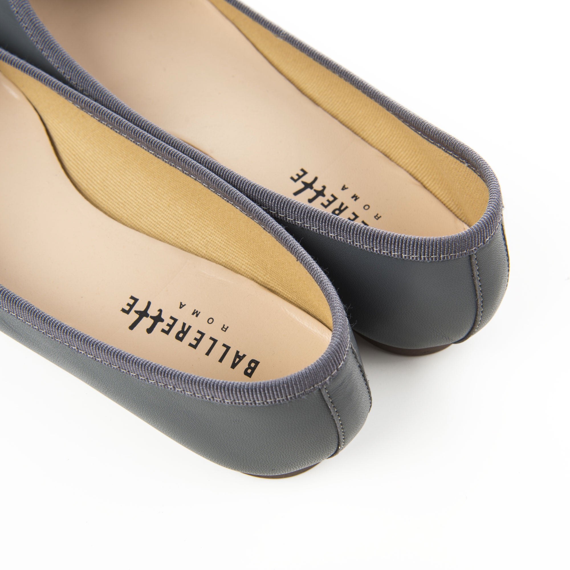 Dark grey leather ballet flats
