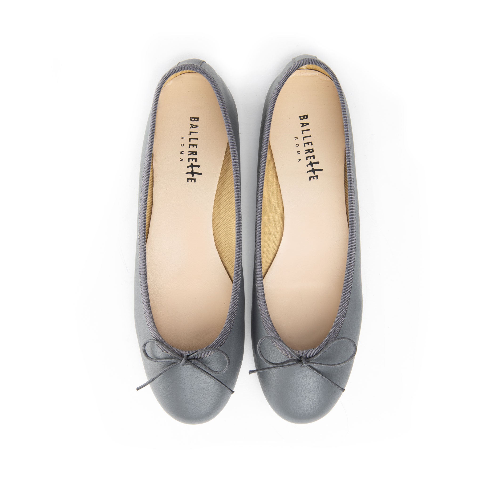 Dark grey leather ballet flats