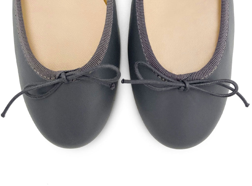 Dark grey leather ballet flats