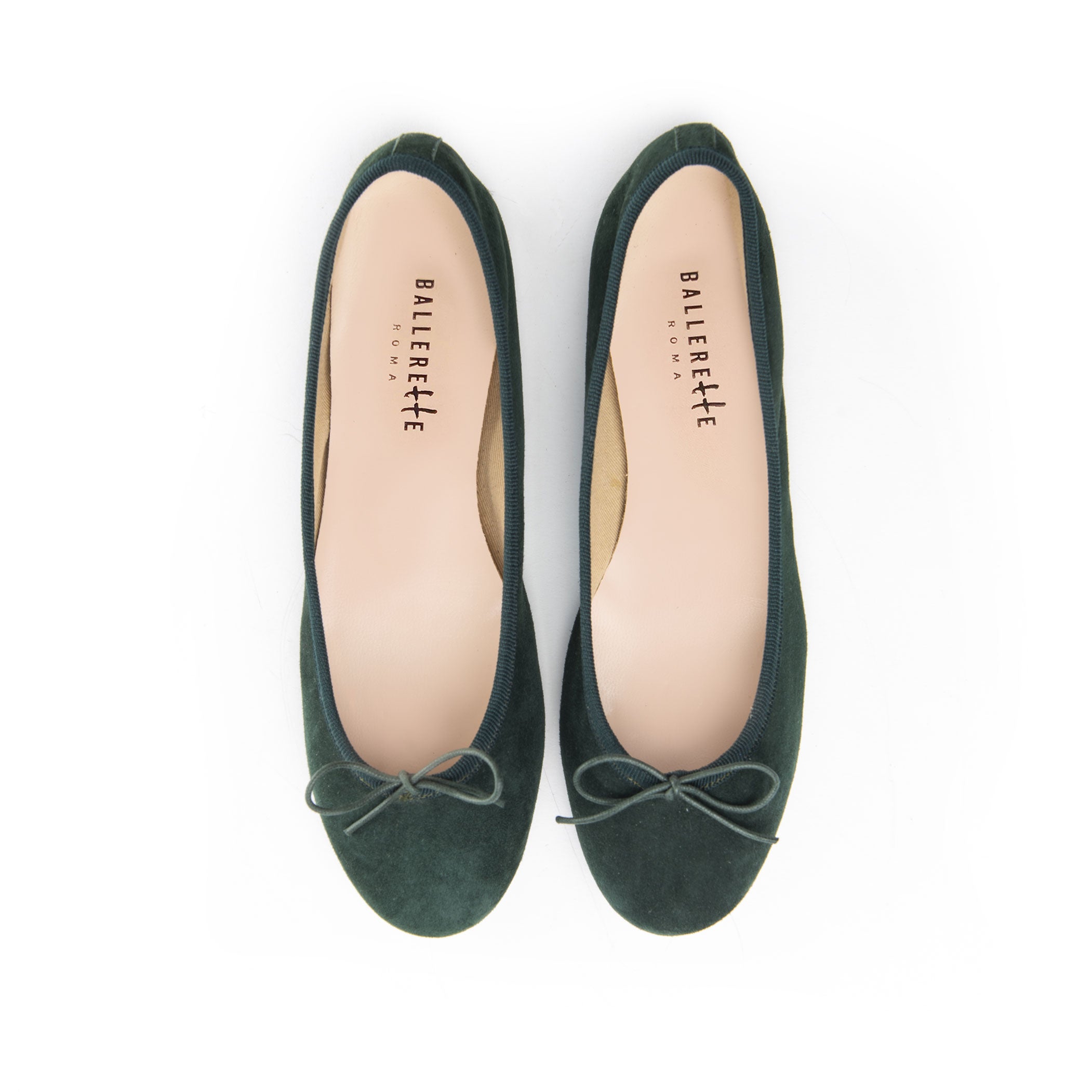 Bottle green suede ballet flats