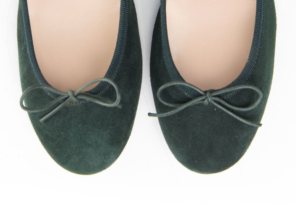 Bottle green suede ballet flats