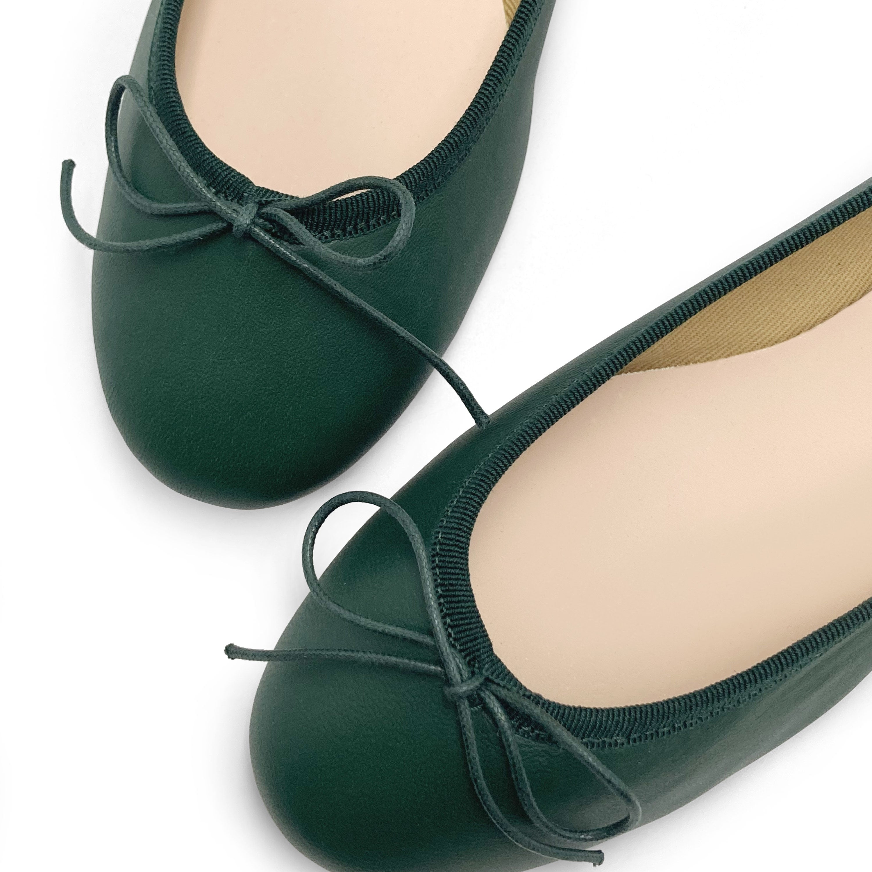 Bottle green leather ballet flats