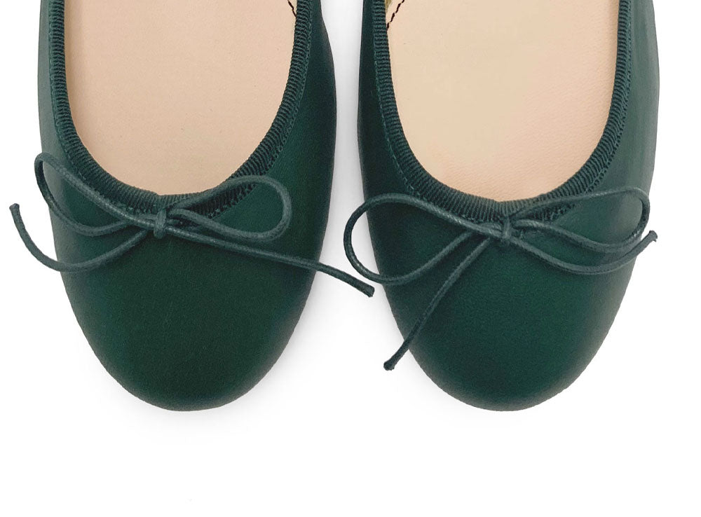 Ballerines en cuir vert bouteille