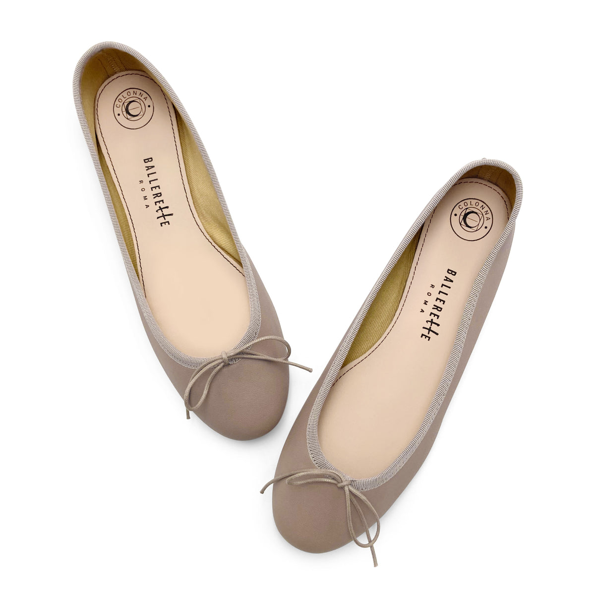 Dove grey leather ballet flats