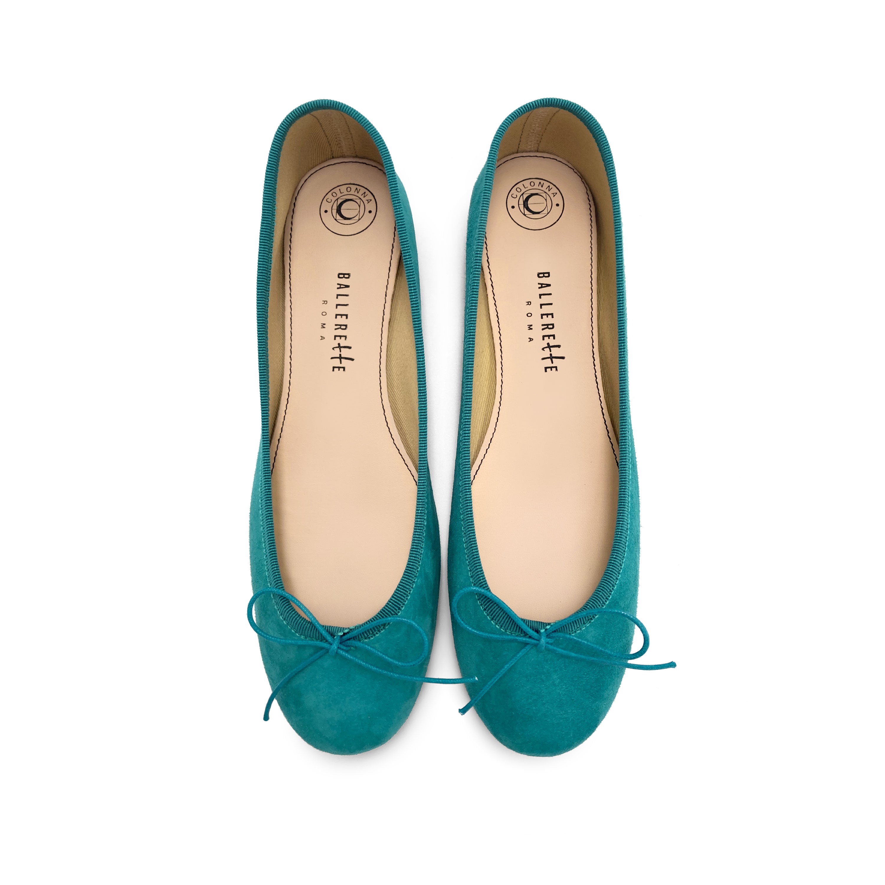 Peacock blue suede ballet flats