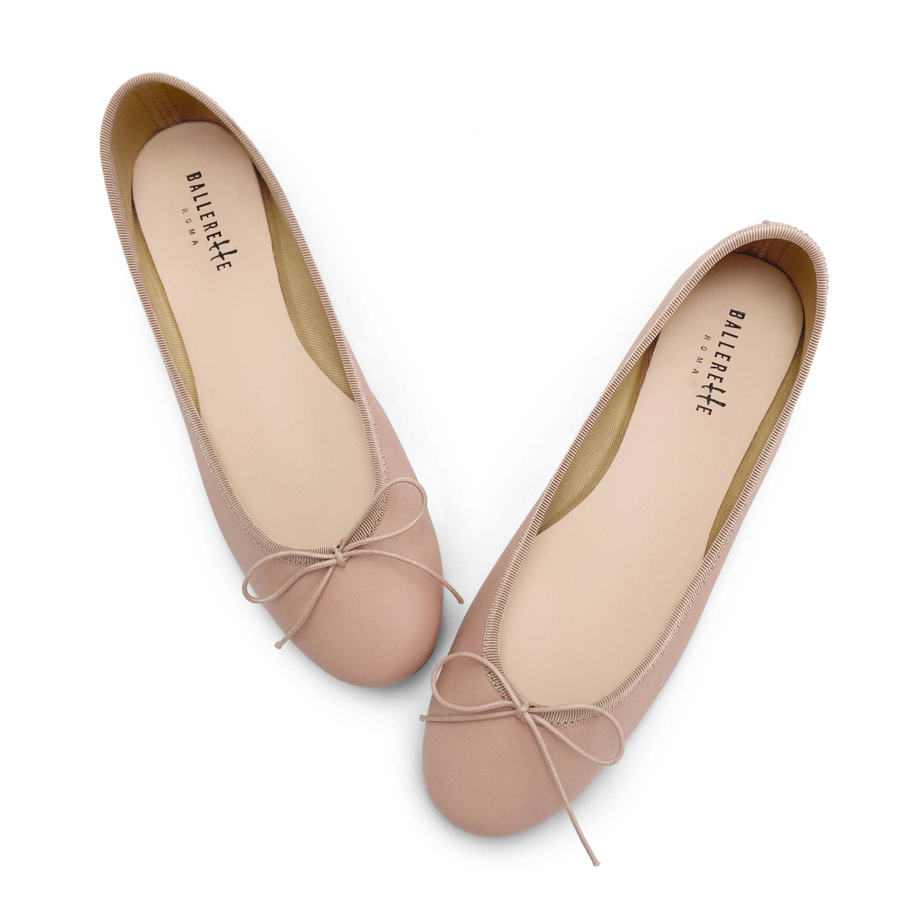 Ballerines en cuir rose antique