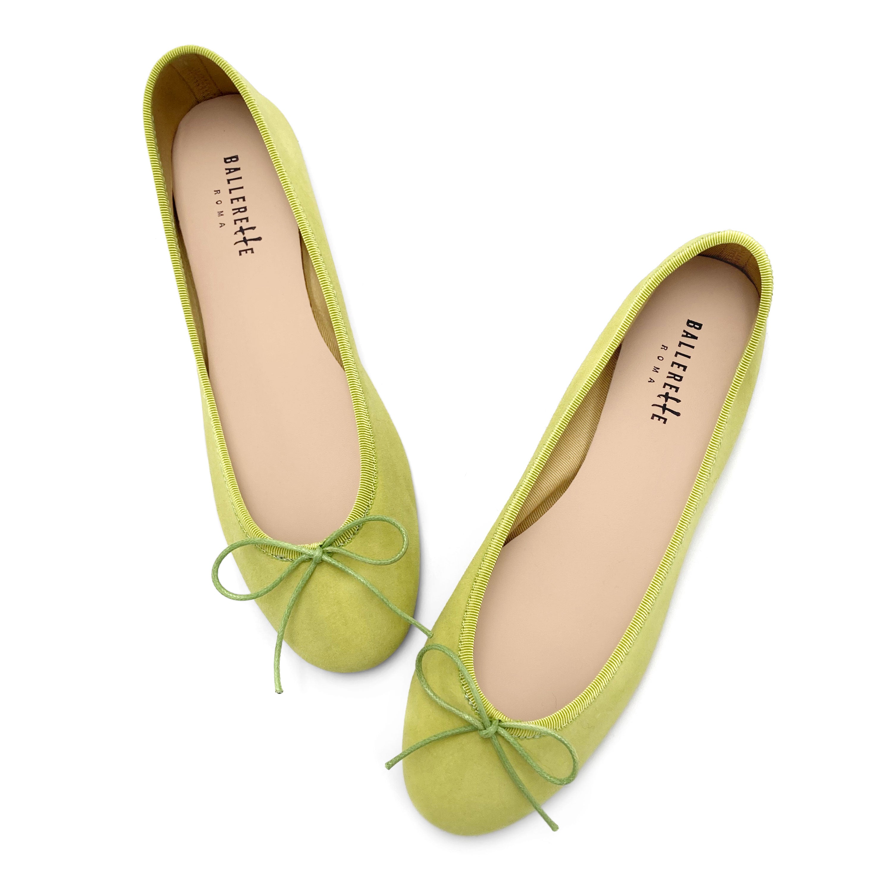 Ballerines en daim vert citron