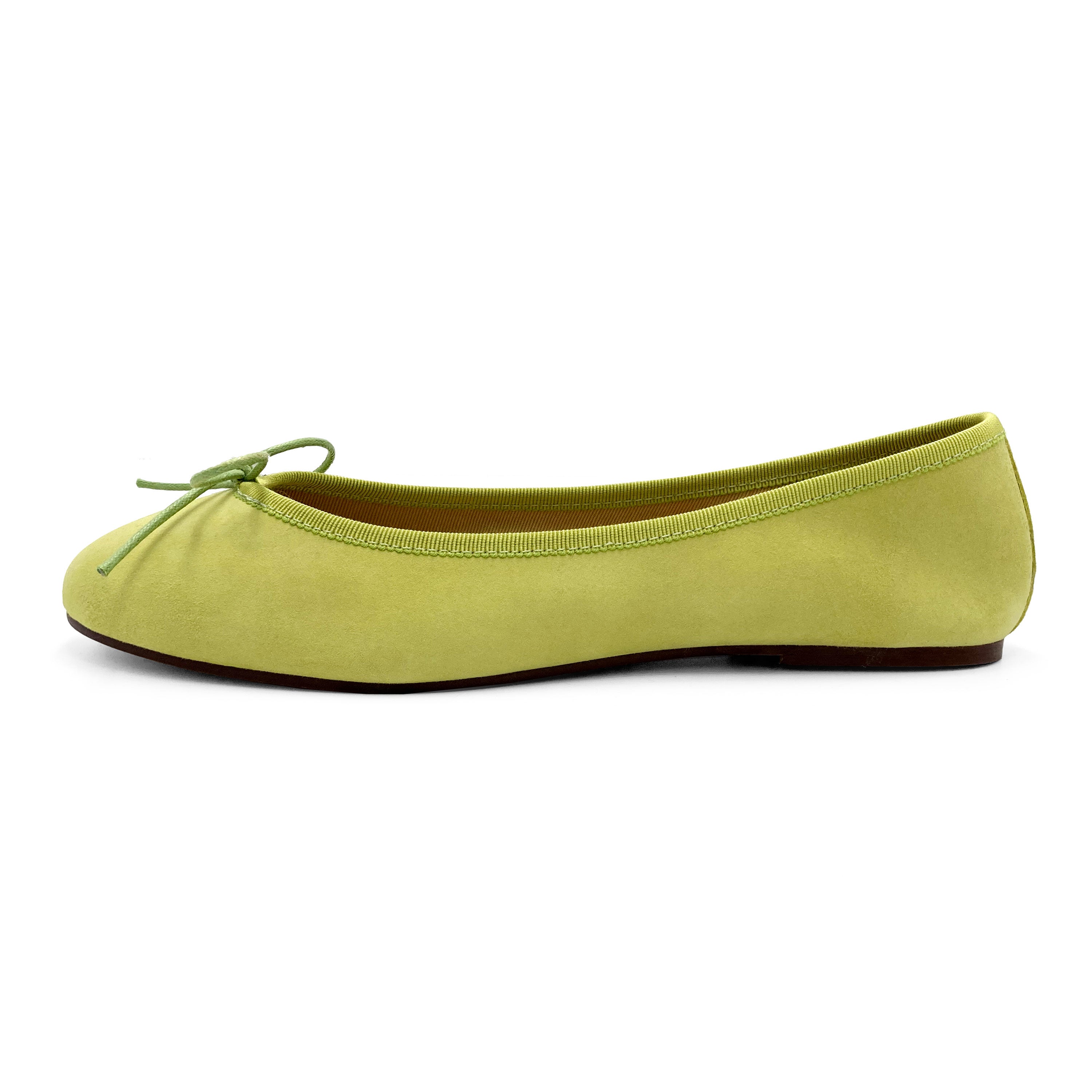 Ballerines en daim vert citron