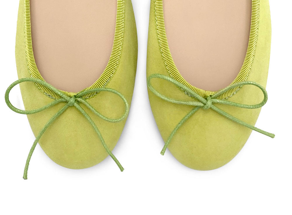 Ballerines en daim vert citron