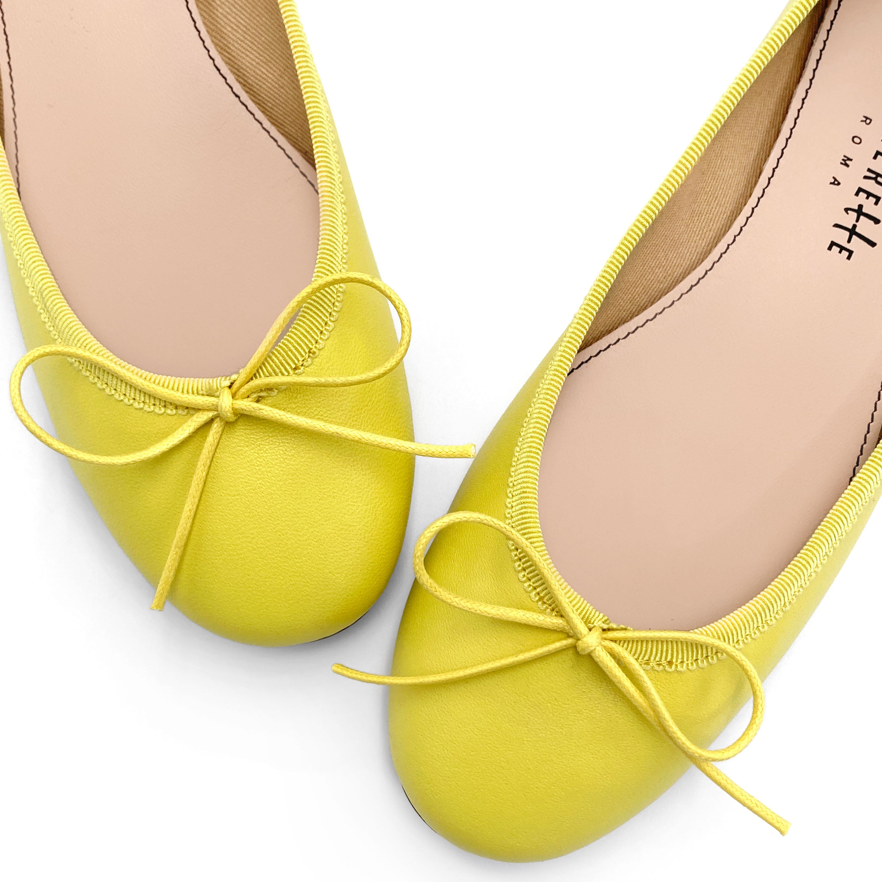 Ballerine gialle limone in pelle