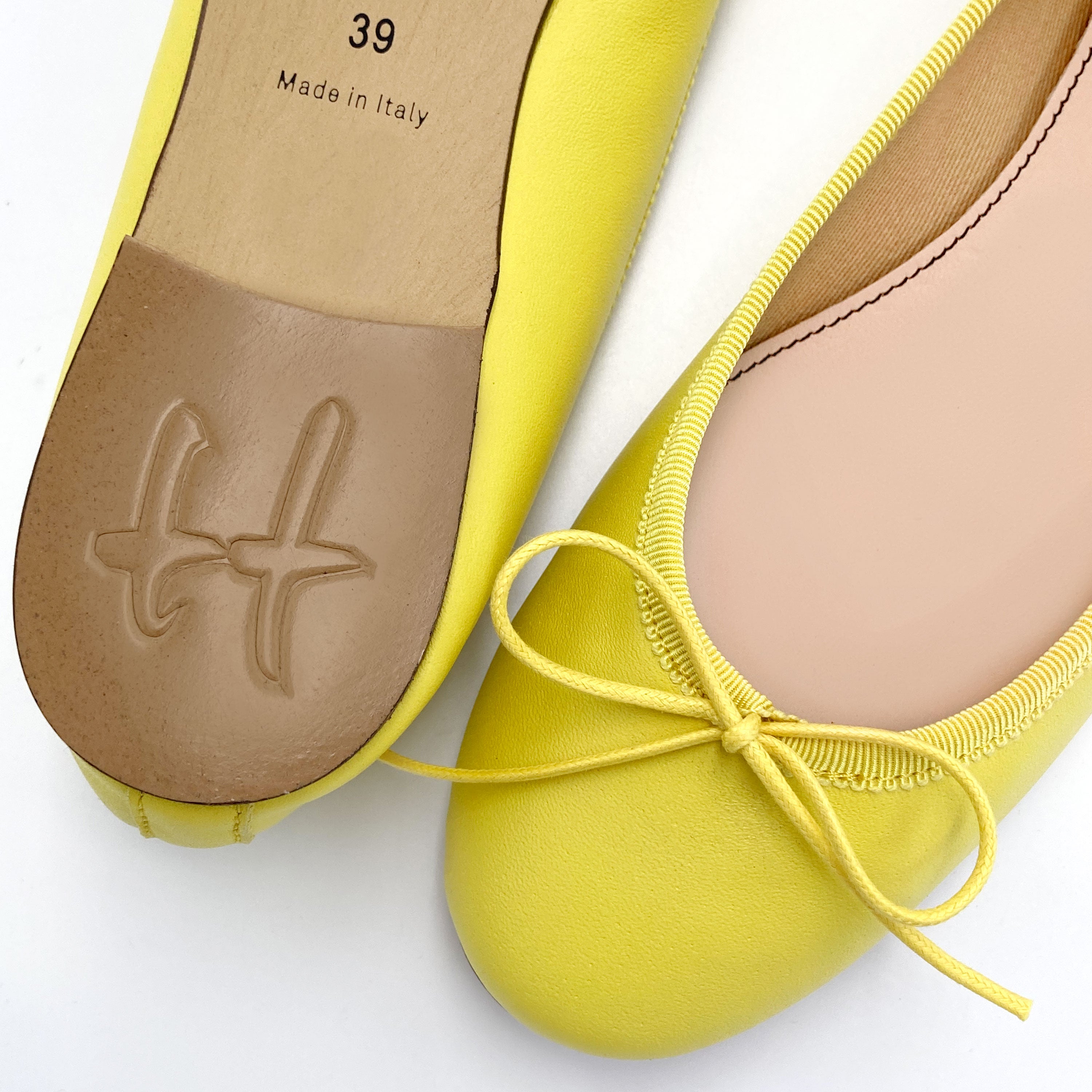 Ballerine gialle limone in pelle