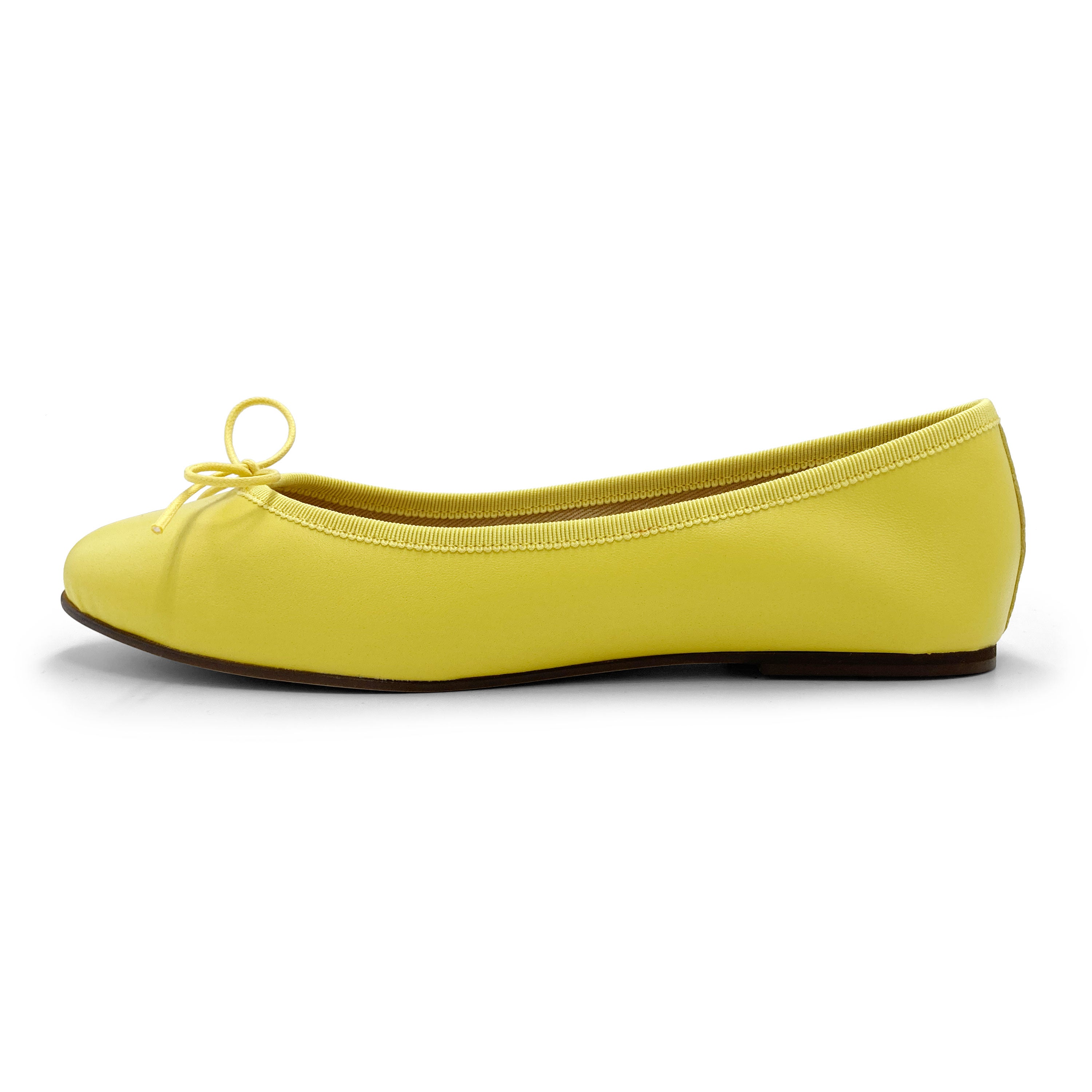 Lemon yellow leather ballet flats