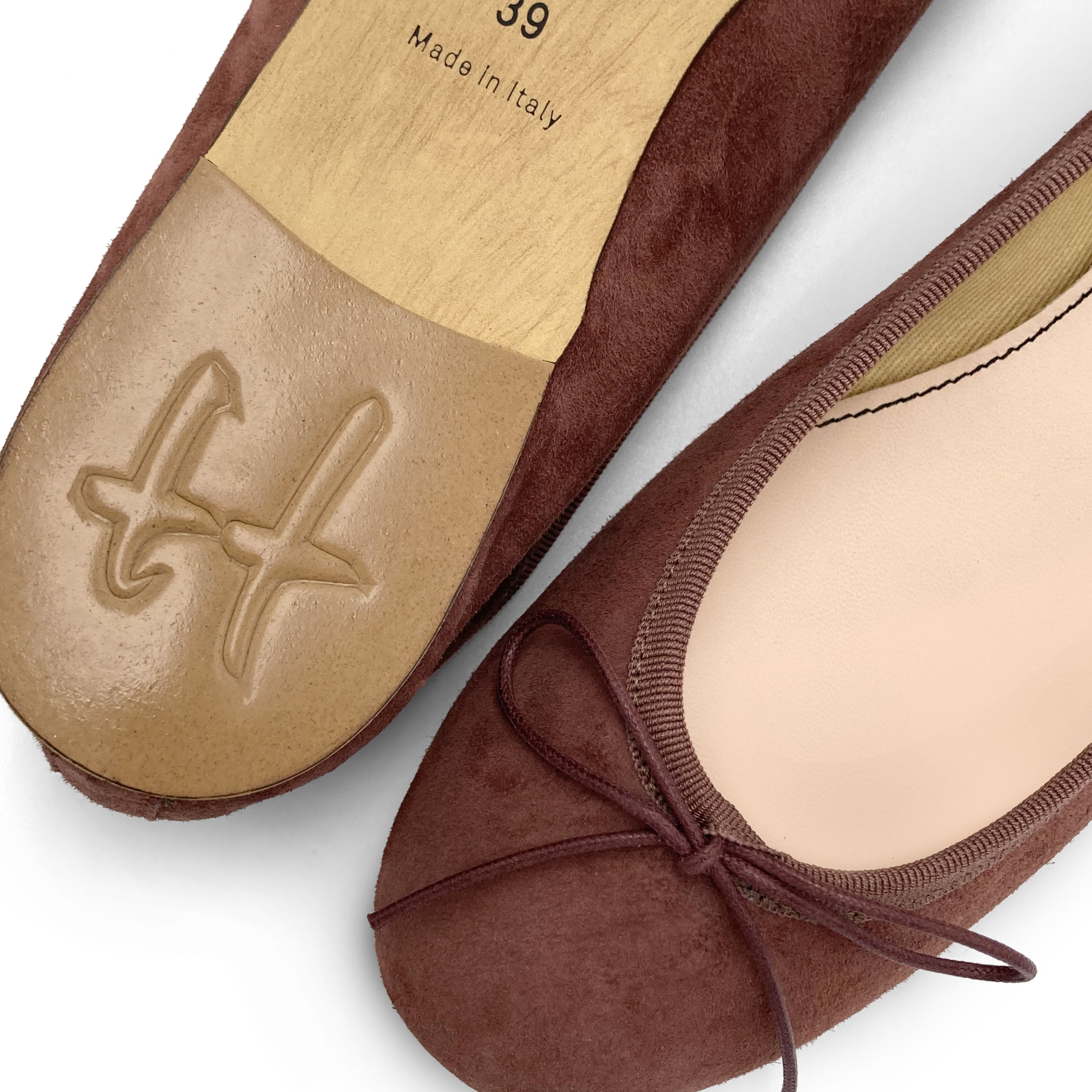 Wine suede ballet flats