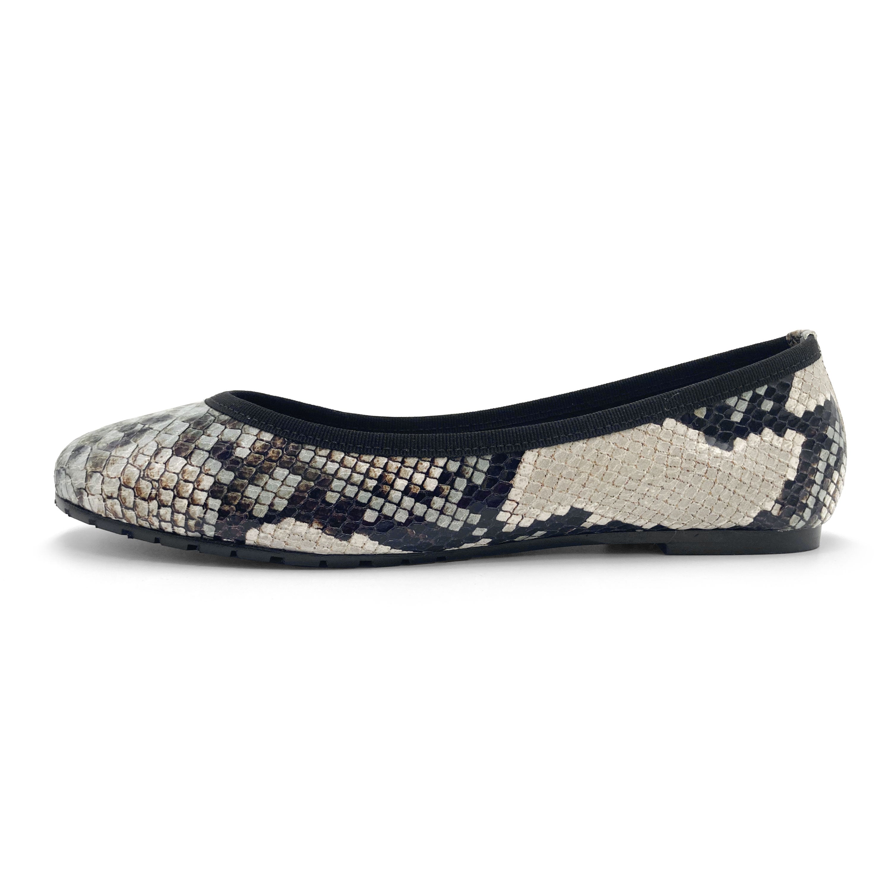 Snake print leather ballet flats