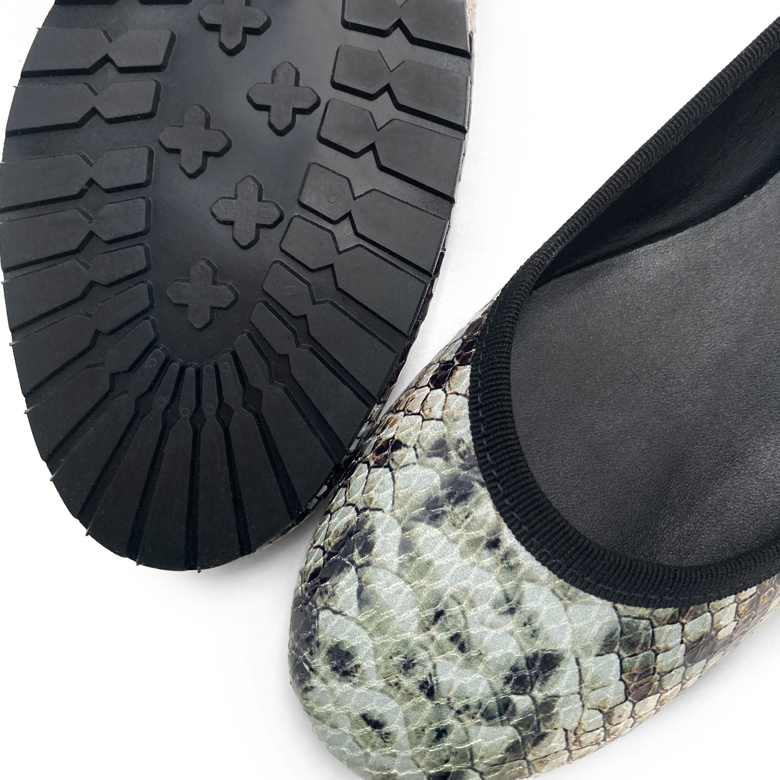 Snake print leather ballet flats